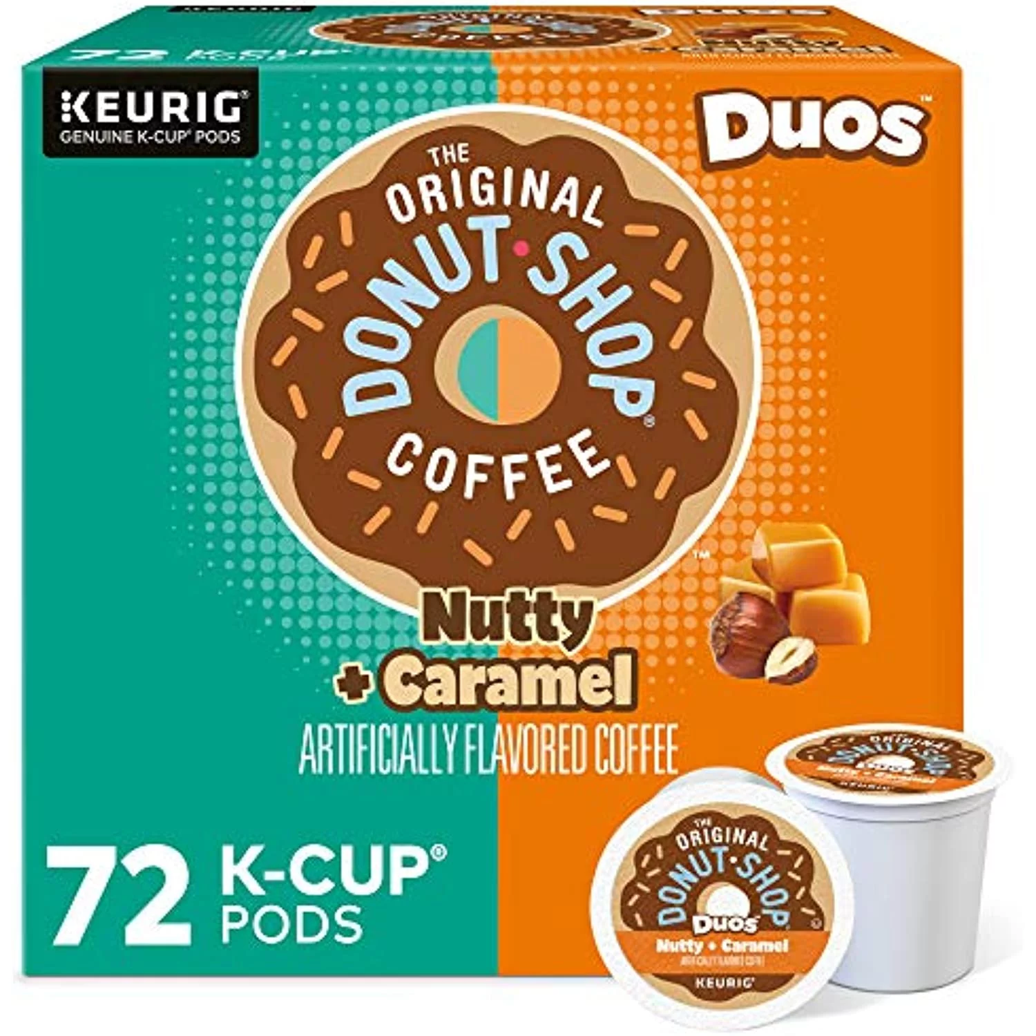 The Original Donut Shop Nutty Caramel, Single-Serve Keurig K-Cup Pods, Flavored Light Roast Coffee, 72 Count