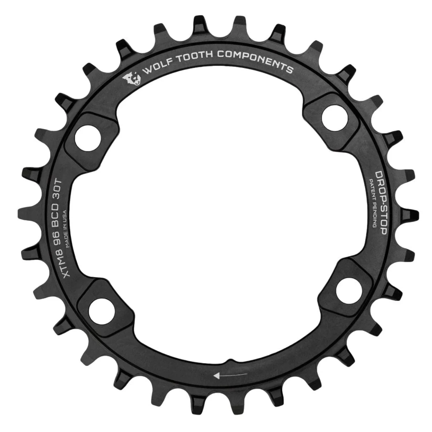 Wolf Tooth Components Drop-Stop 32t Chainring 96mm Asymmetric BCD XT 8000 Black