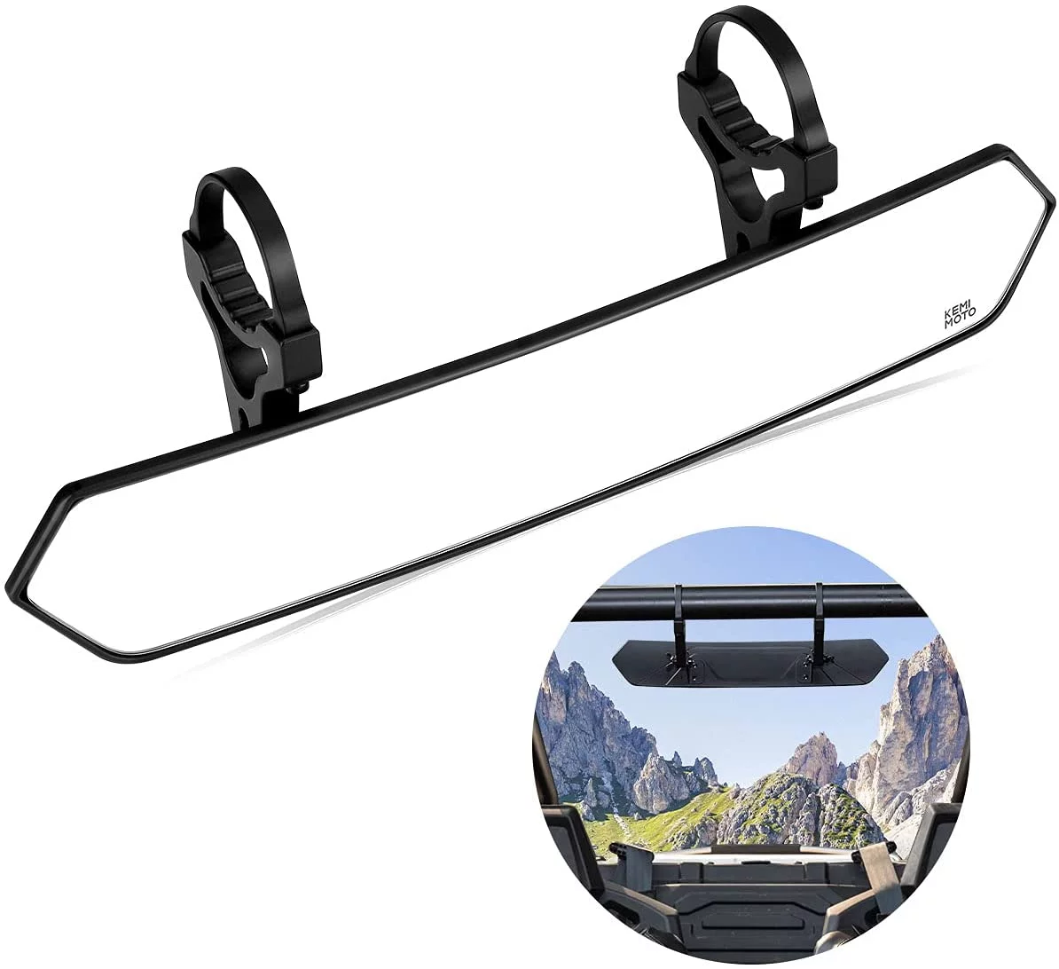 KEMIMOTO 1.65"-2" Adjustable Rear View Center Mirror For Polaris RZR 570/900/XP 1000 Honda Talon /Arctic Cat
