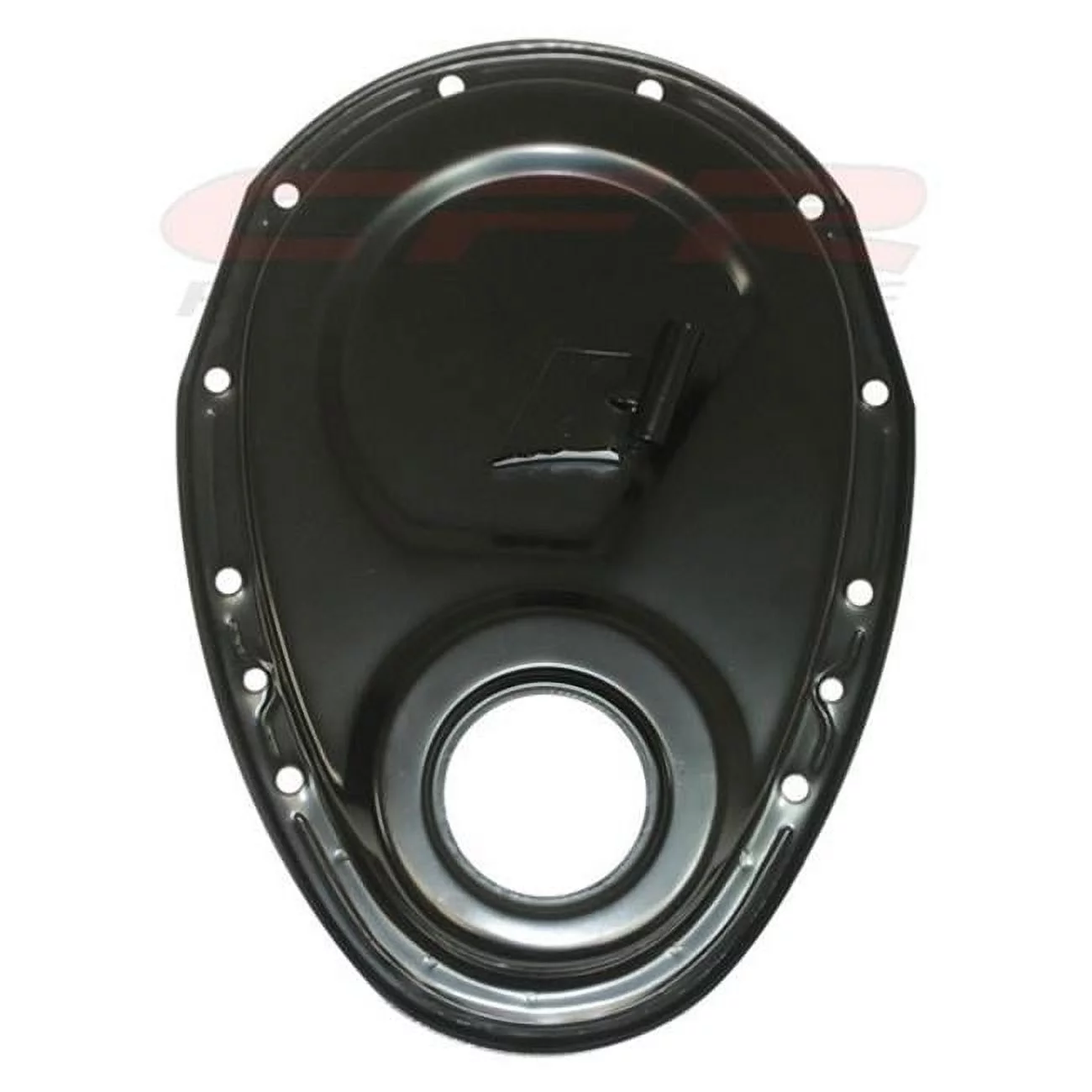 CFR 1955-95 Chevy Small Block 283-305-327-350-400 Steel Timing Chain Cover with Timing Tab - Black