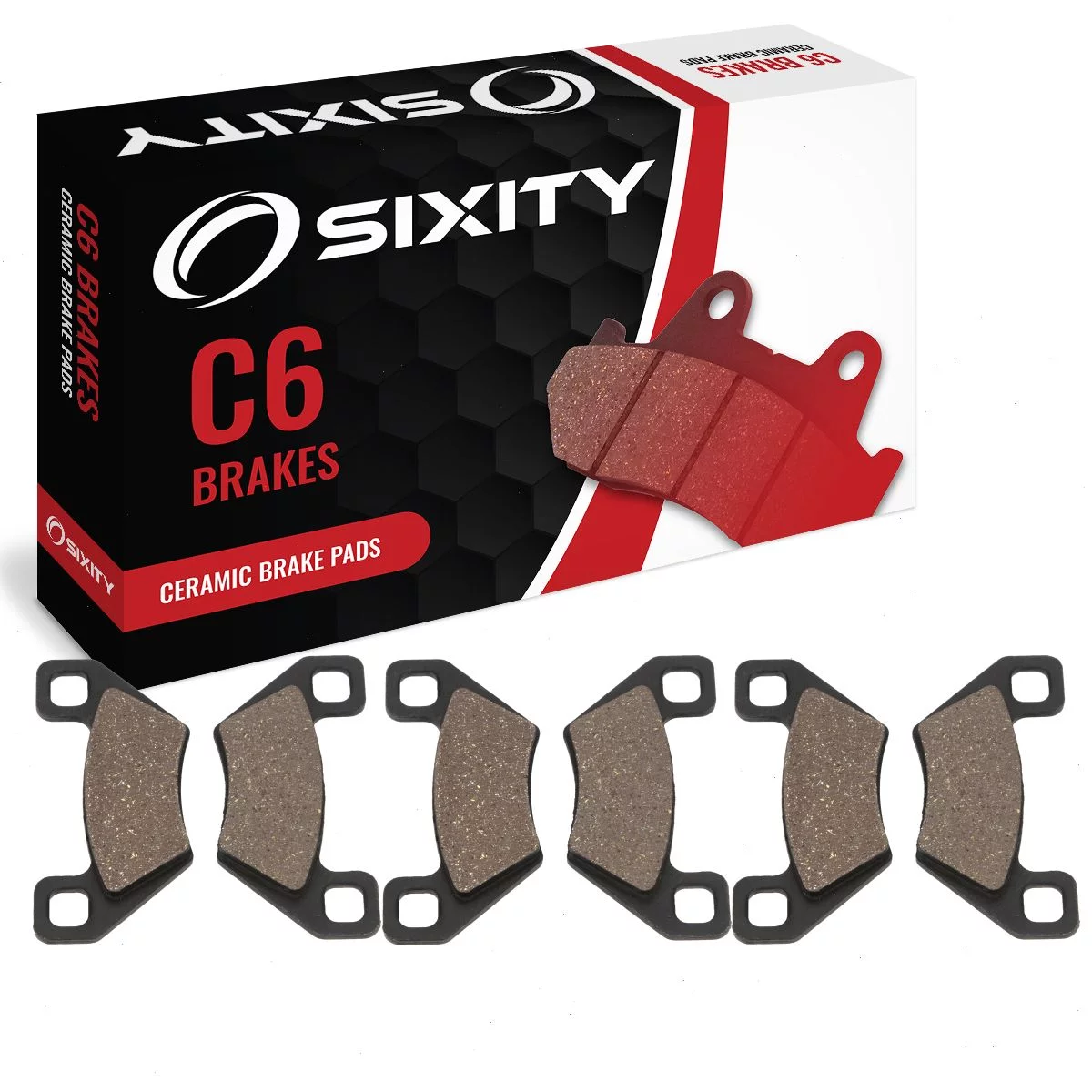 Sixity C6 Front Rear Ceramic Brake Pads compatible with Arctic Cat Prowler HDX 500 XT 2014 Complete Set