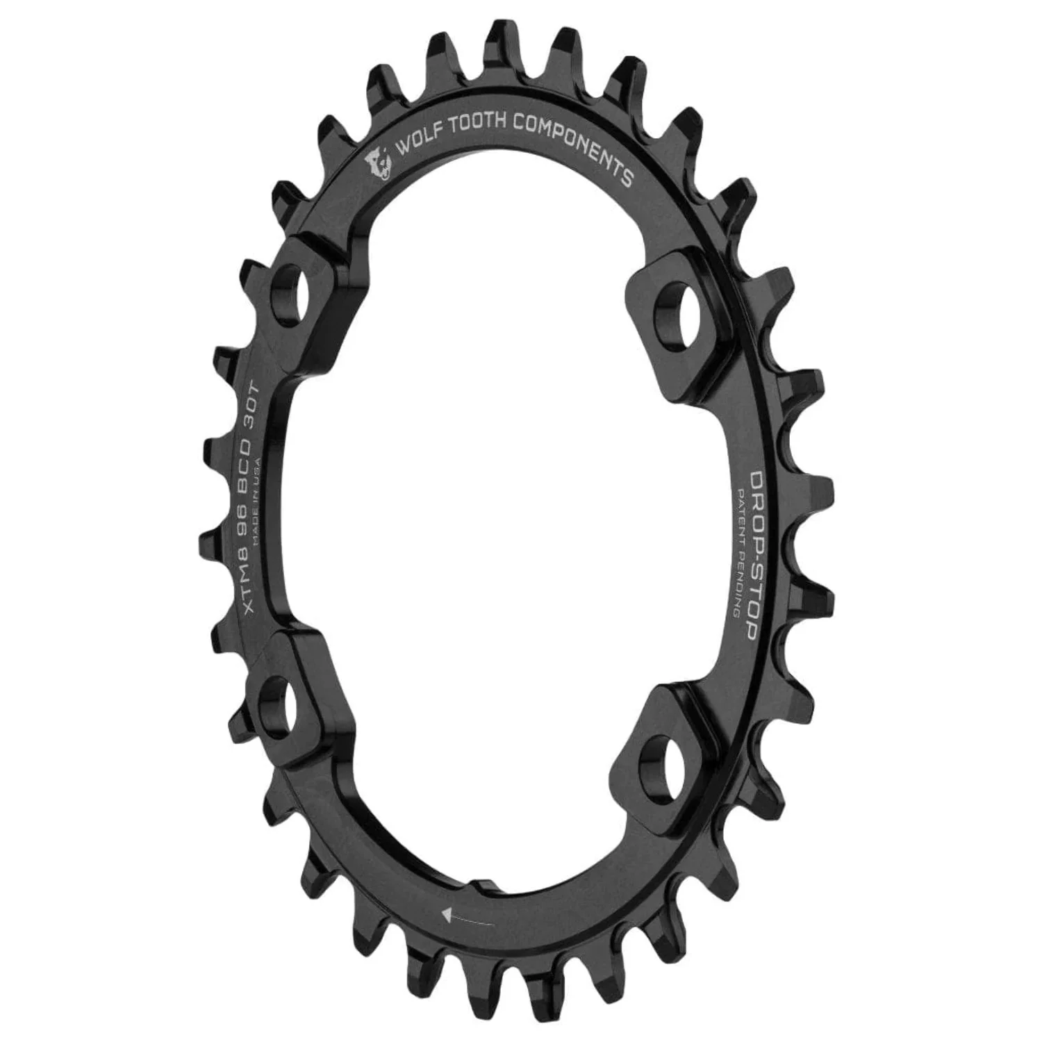 Wolf Tooth Components Drop-Stop 32t Chainring 96mm Asymmetric BCD XT 8000 Black