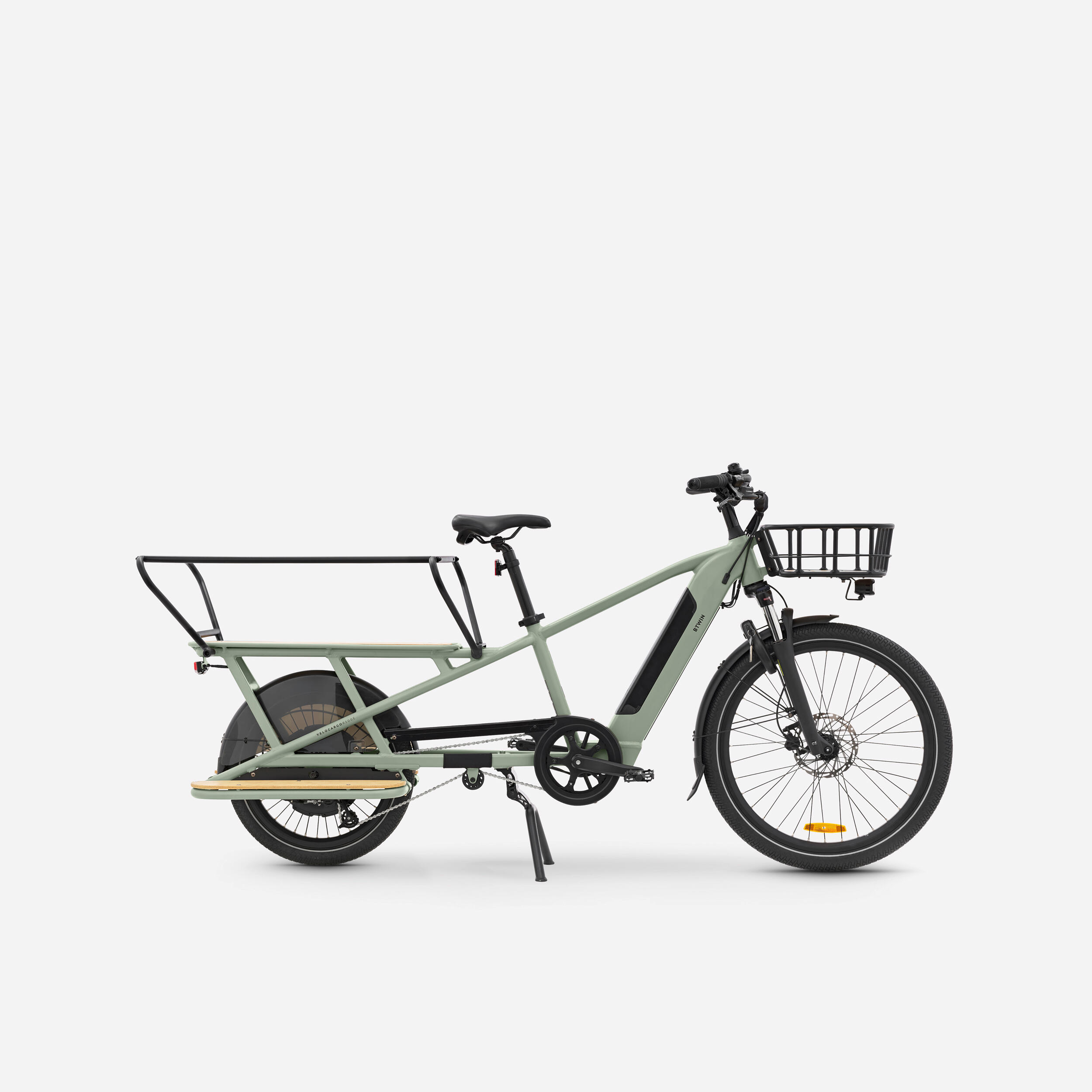 Rear Loading Electric Longtail Cargo Bike R500E - Light Green