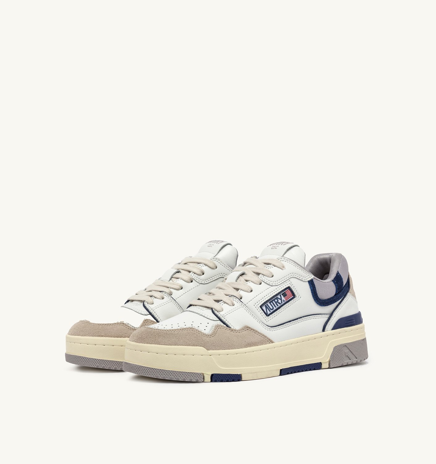 CLC LOW SNEAKERS IN WHITE, DARK BLUE AND LIGHT BLUE LEATHER