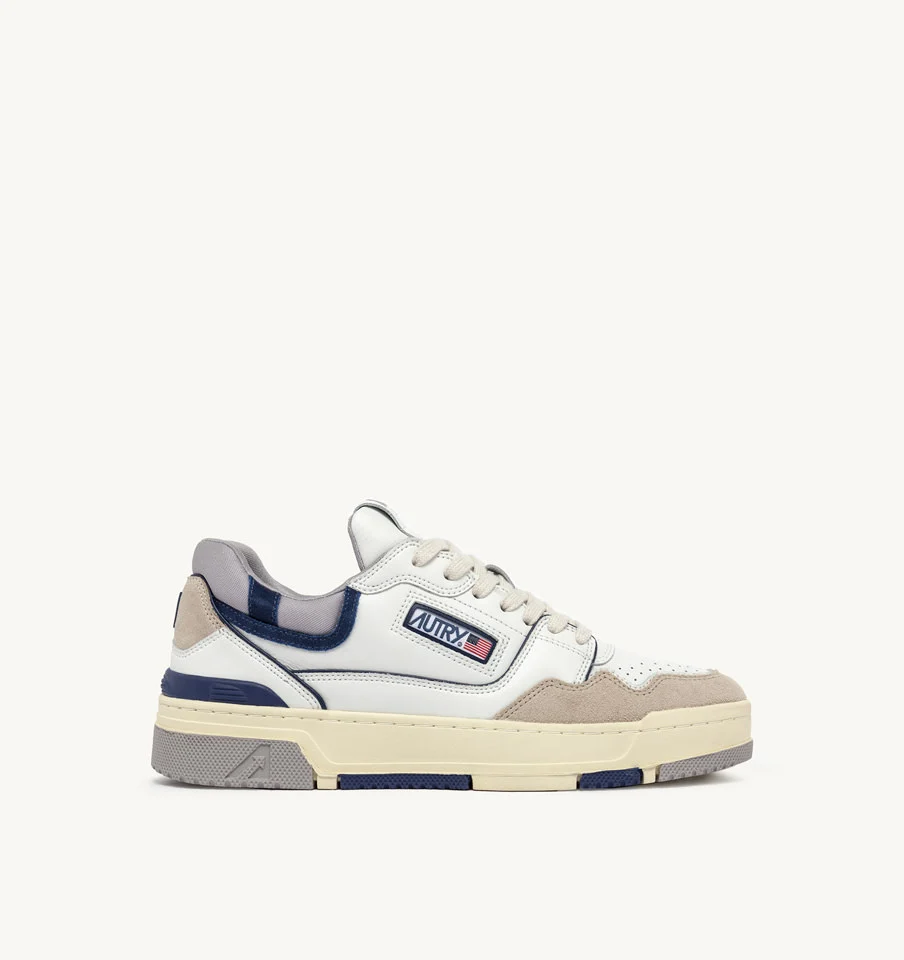 CLC LOW SNEAKERS IN WHITE, DARK BLUE AND LIGHT BLUE LEATHER