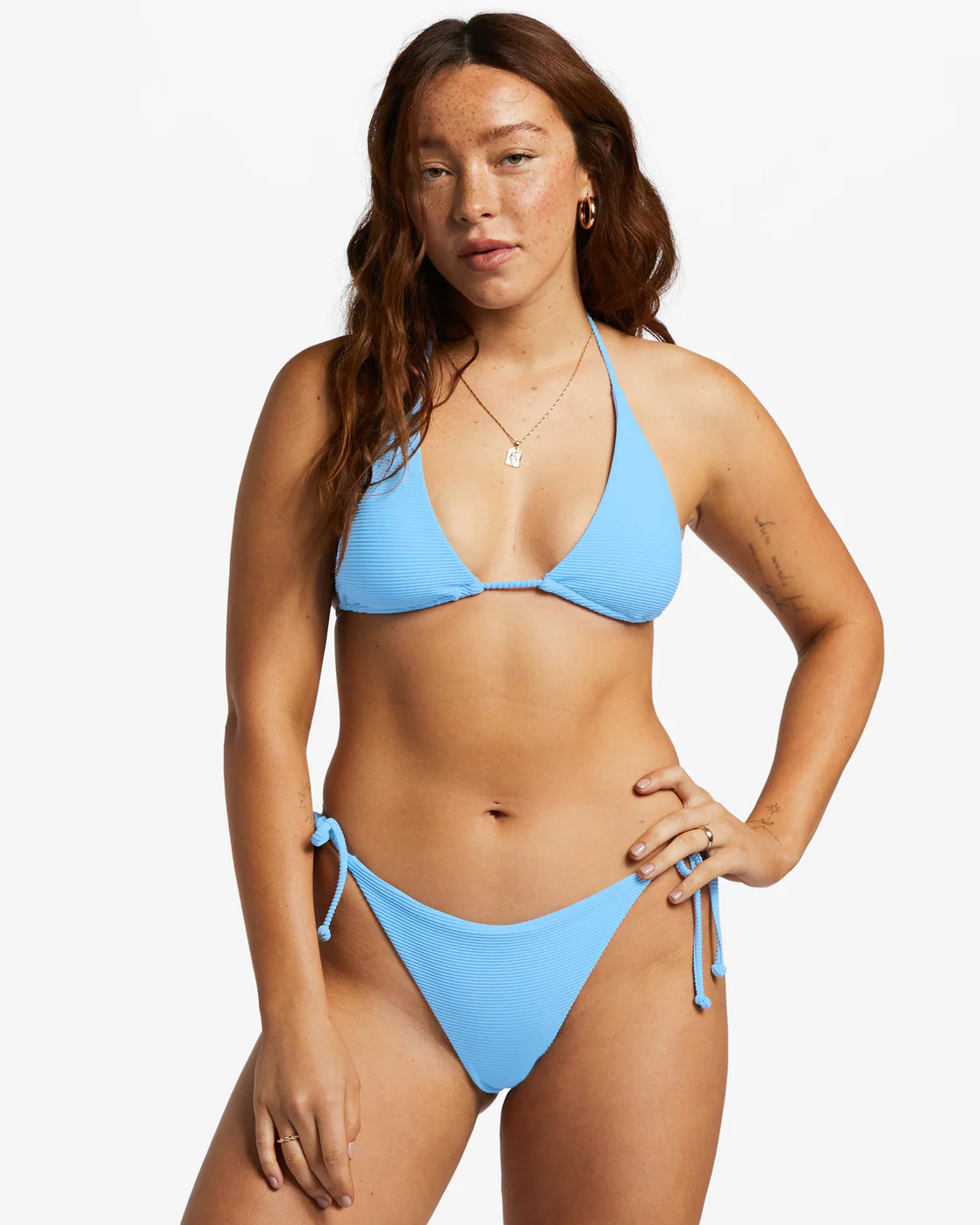 Billabong Tanlines Tie Side Tanga Bikini Bottoms - Summer Sky -Biliabong Outlet