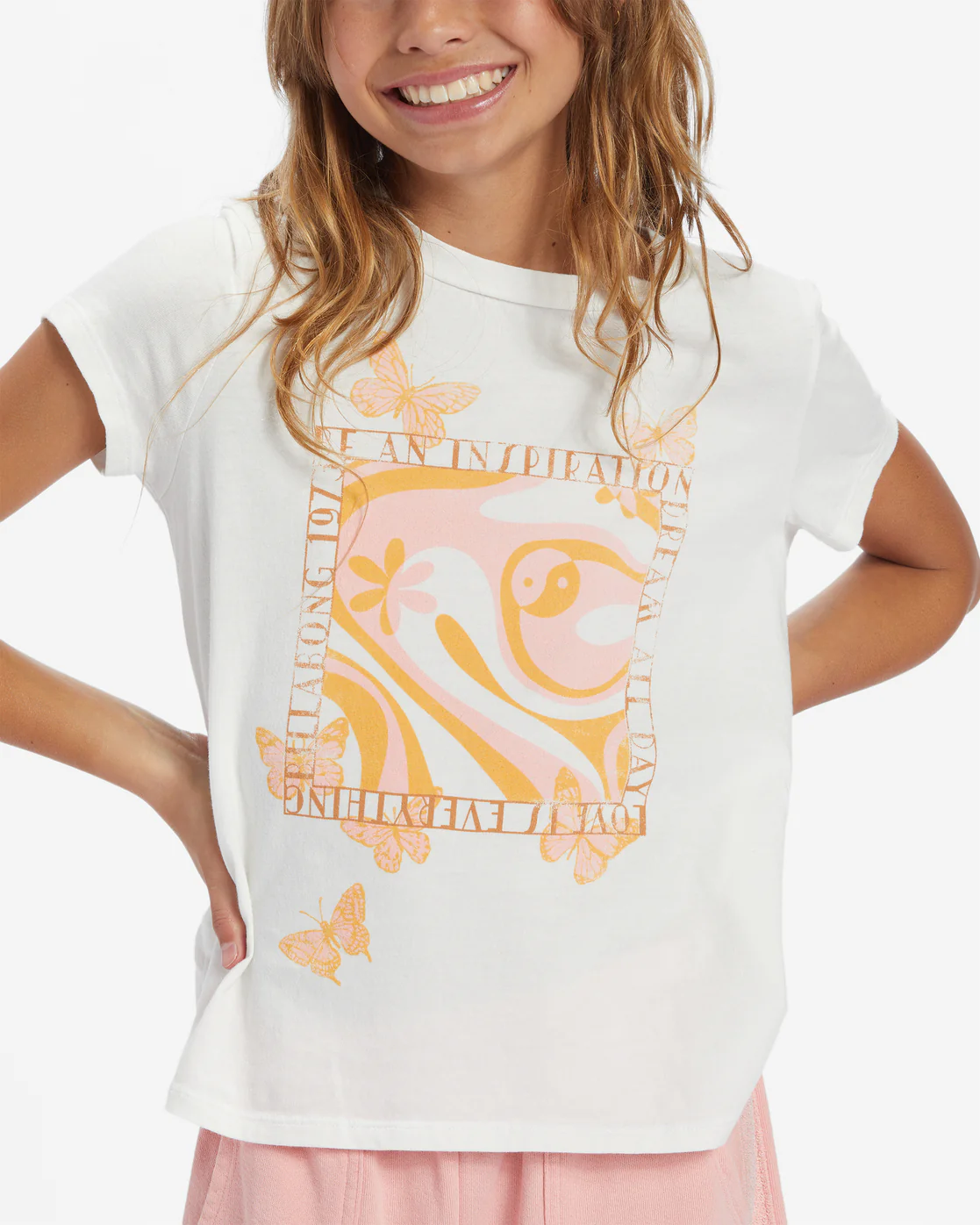 Billabong Girls Be A Butterfly T-Shirt - Salt Crystal -Biliabong Outlet