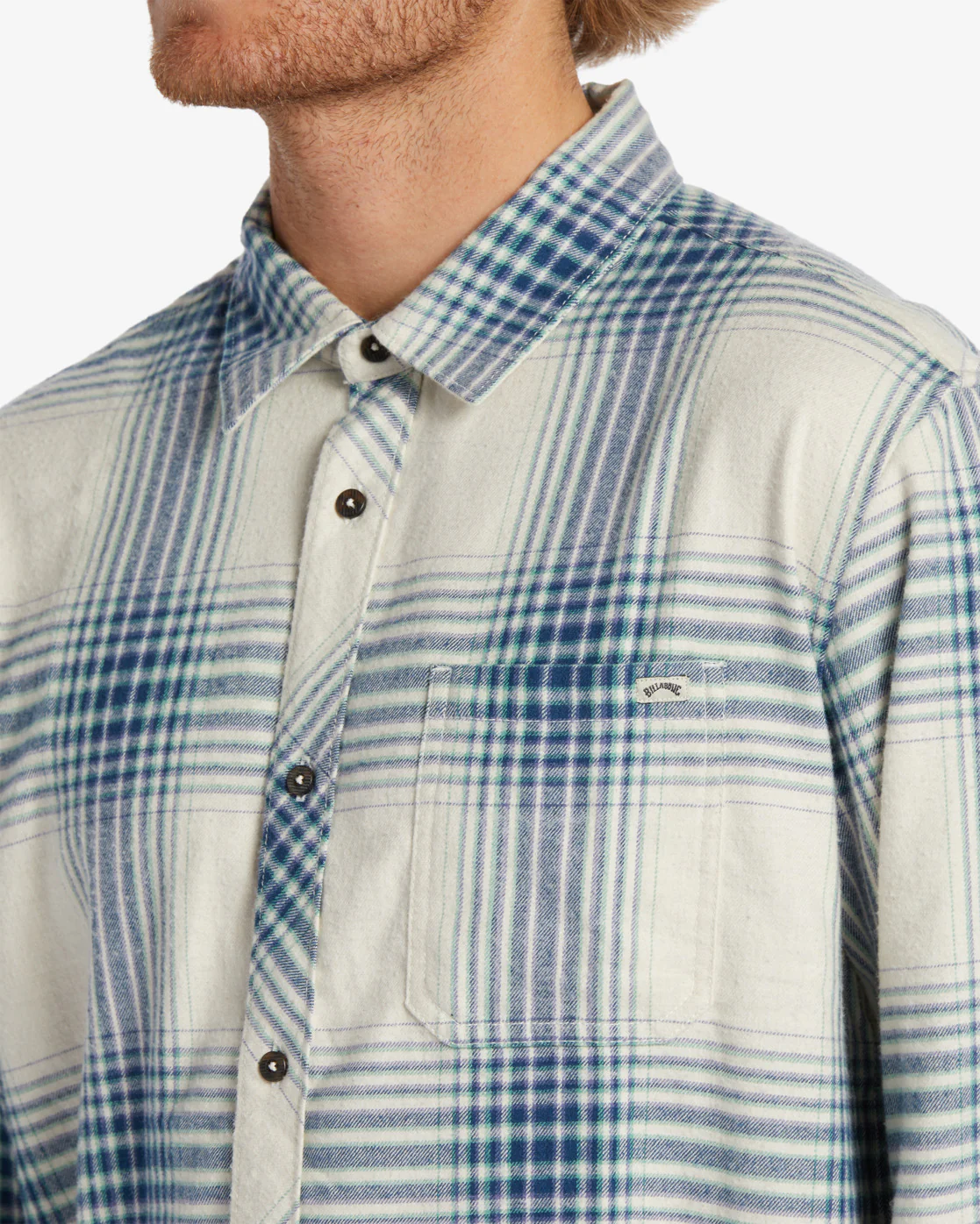 Billabong Coastline Flannel Long Sleeve Shirt - Stone -Biliabong Outlet