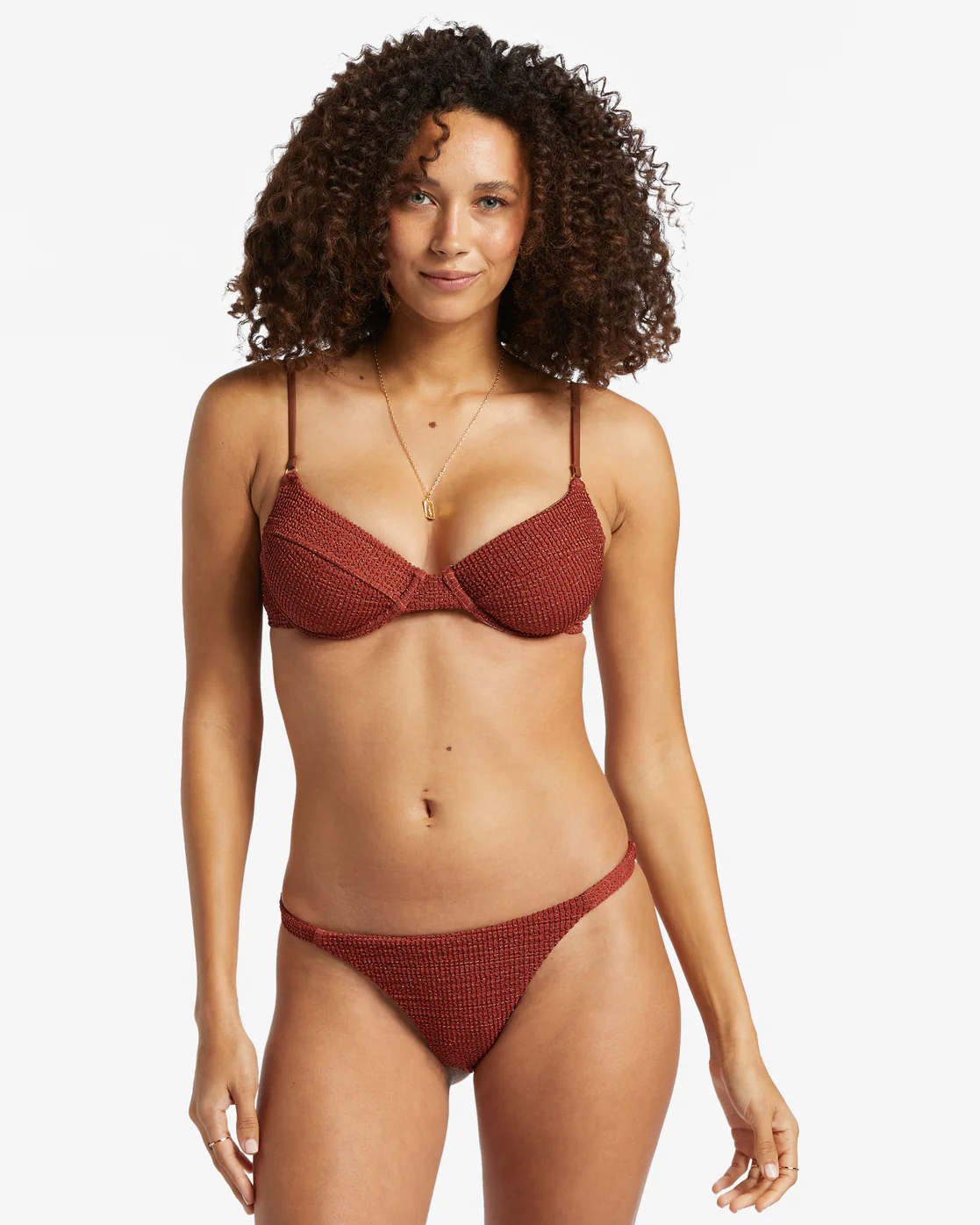 Billabong Shimmer High Maya Bikini Bottoms - Deep Sienna -Biliabong Outlet