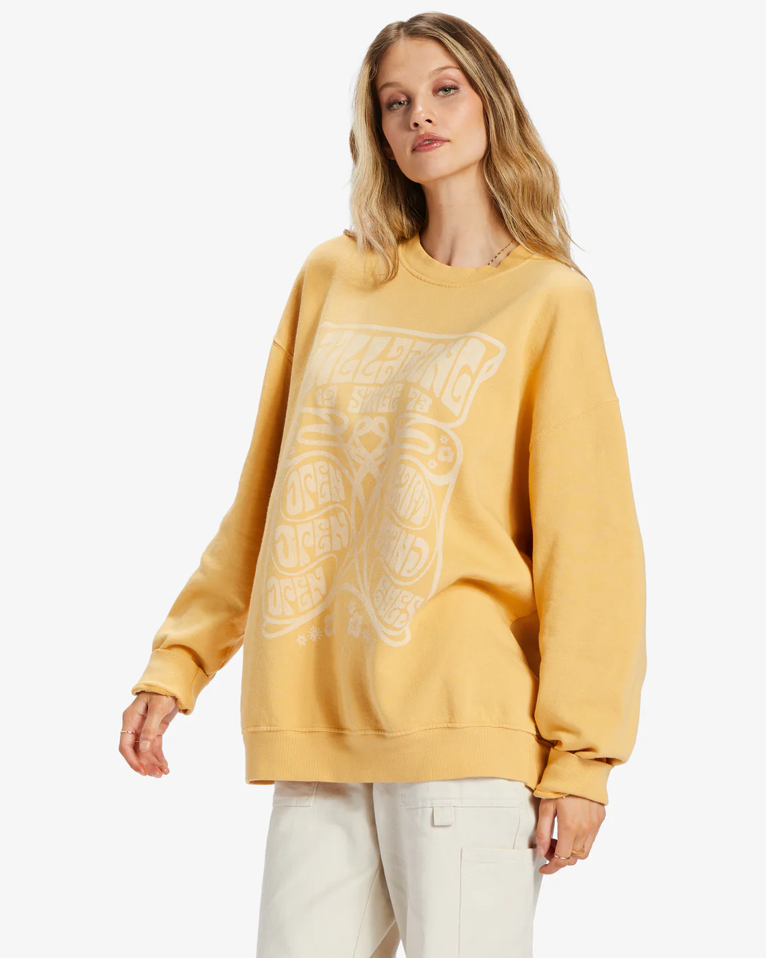 Billabong Ride In Oversized Crewneck Sweatshirt - Gold Coast -Biliabong Outlet