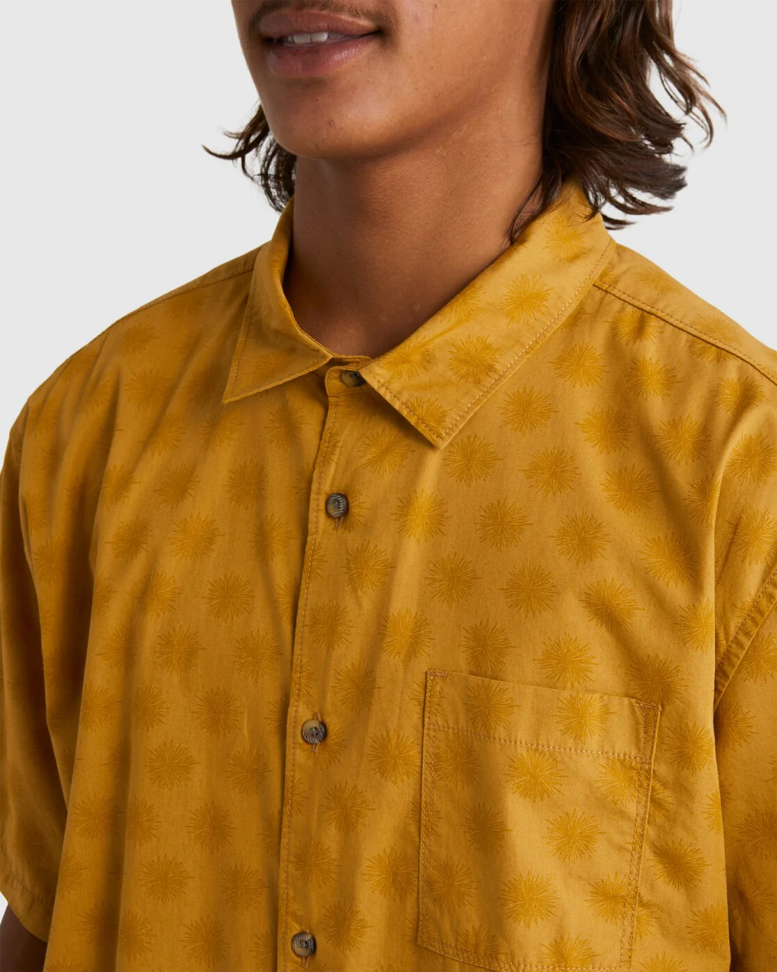 Billabong King Stringray Flowers Short Sleeve Woven Shirt - Mustard -Biliabong Outlet