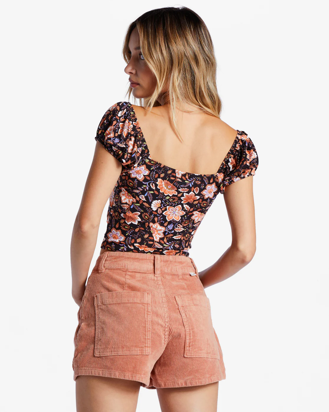 Billabong Love Me More Puff Sleeve Top - Black Pebble -Biliabong Outlet