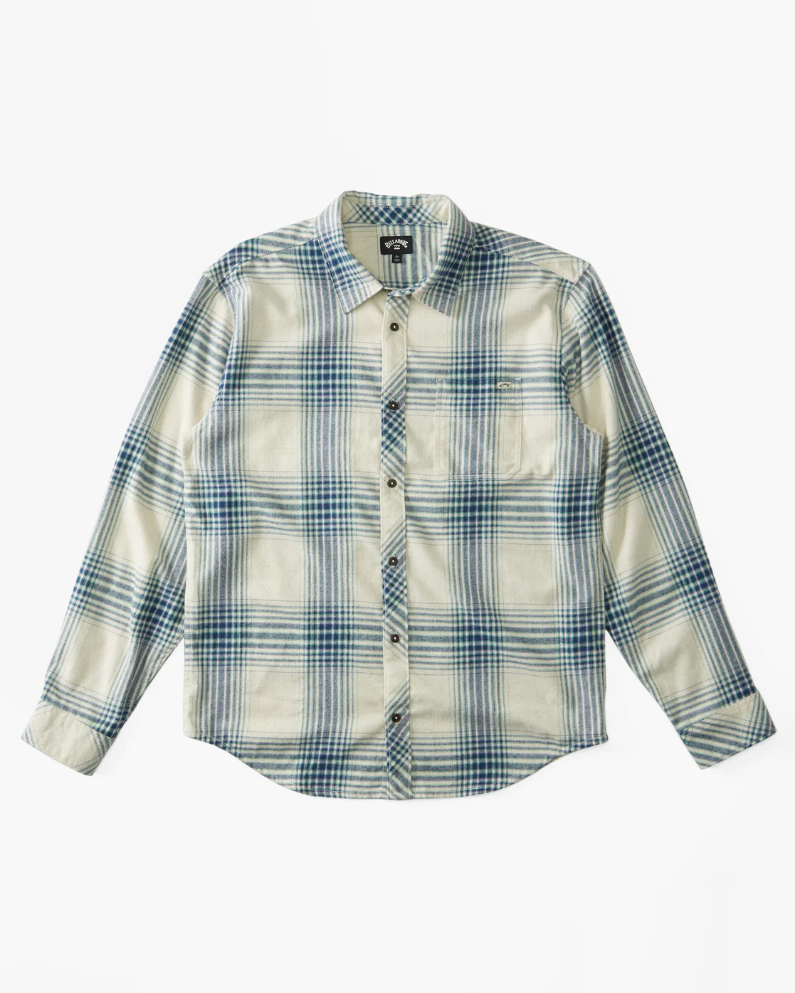 Billabong Coastline Flannel Long Sleeve Shirt - Stone -Biliabong Outlet