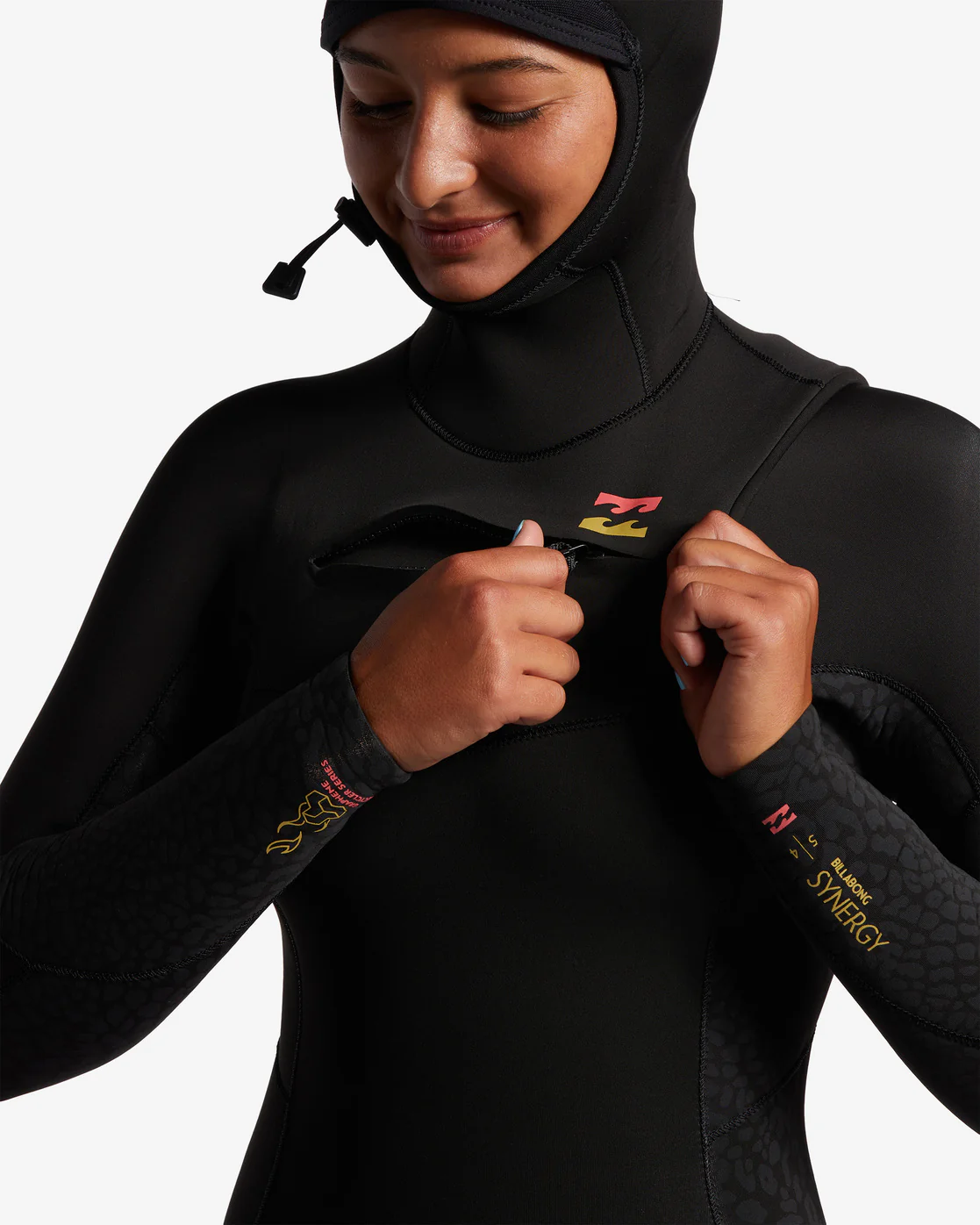 Billabong 5/4 Synergy Hooded Chest Zip Full Wetsuit - Wild Black -Biliabong Outlet