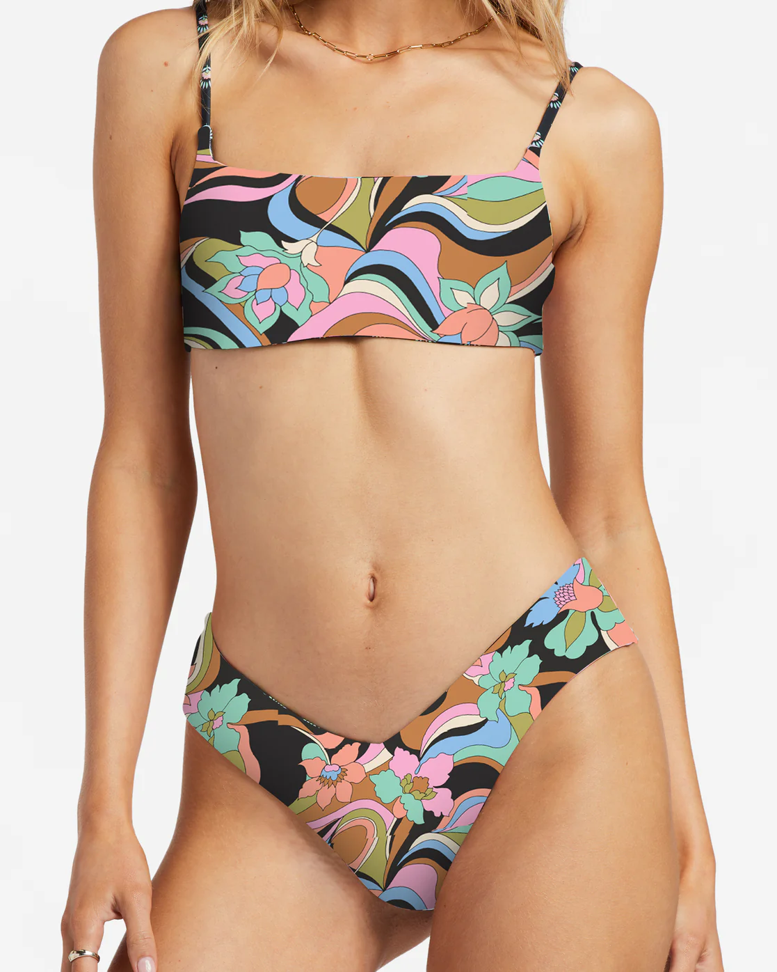 Billabong Dont Trip Fiji Reversible Skimpy Bikini Bottoms - Black Pebble -Biliabong Outlet