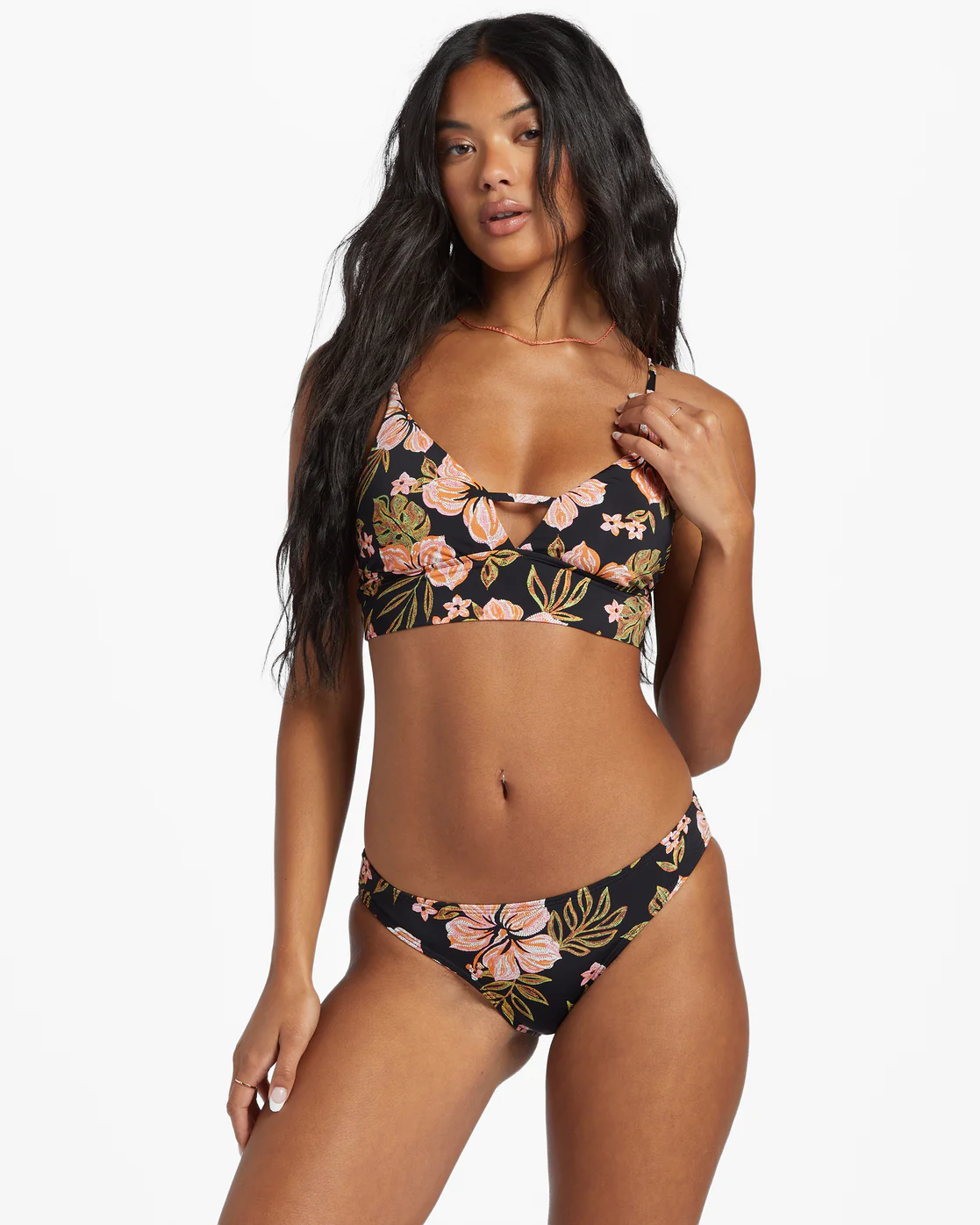 Billabong Hooked On Tropics Lowrider Bikini Bottom - Black Pebble -Biliabong Outlet