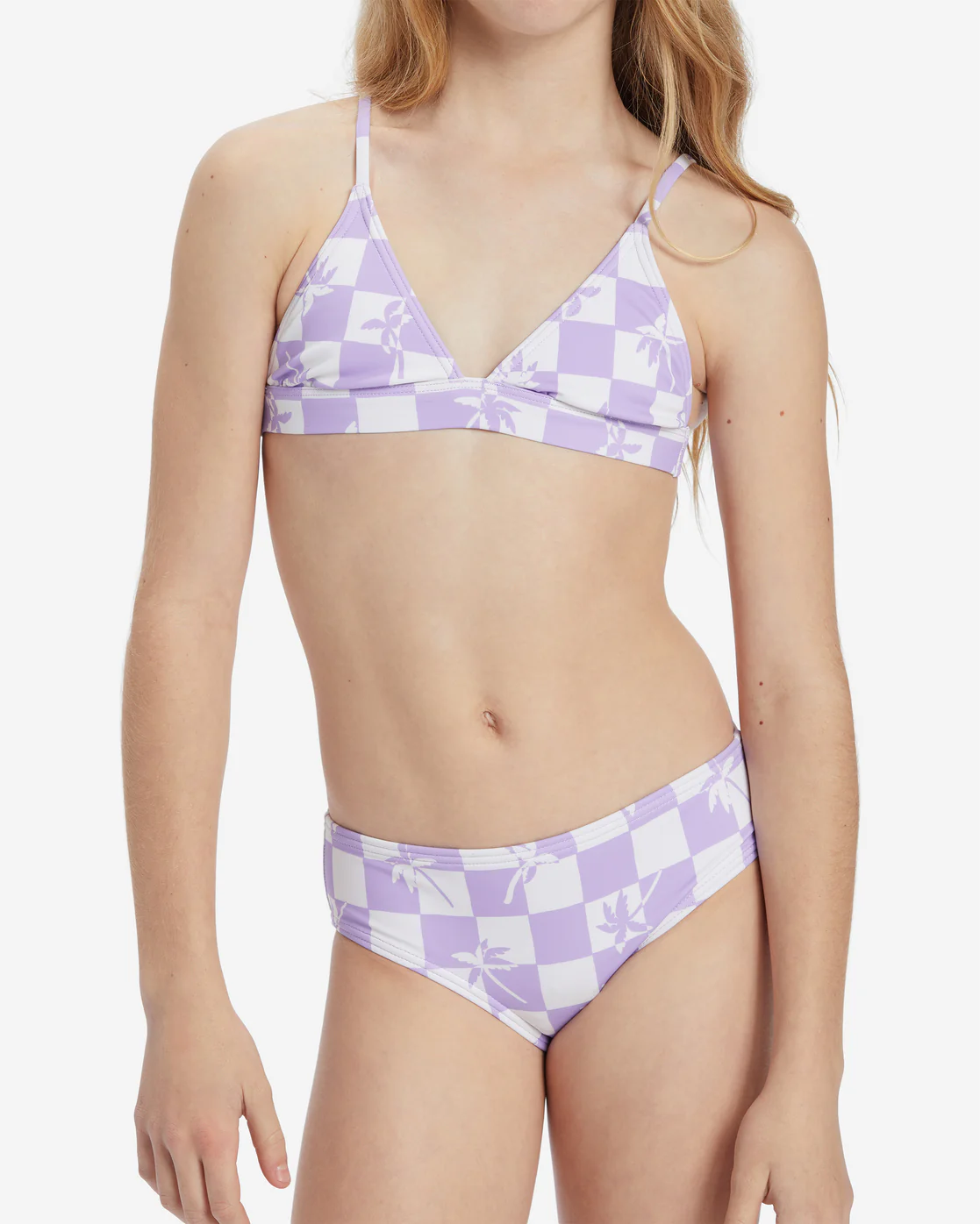 Billabong Girls Check Your Palm Banded Tri Set Bikini Set - Peaceful Lilac -Biliabong Outlet