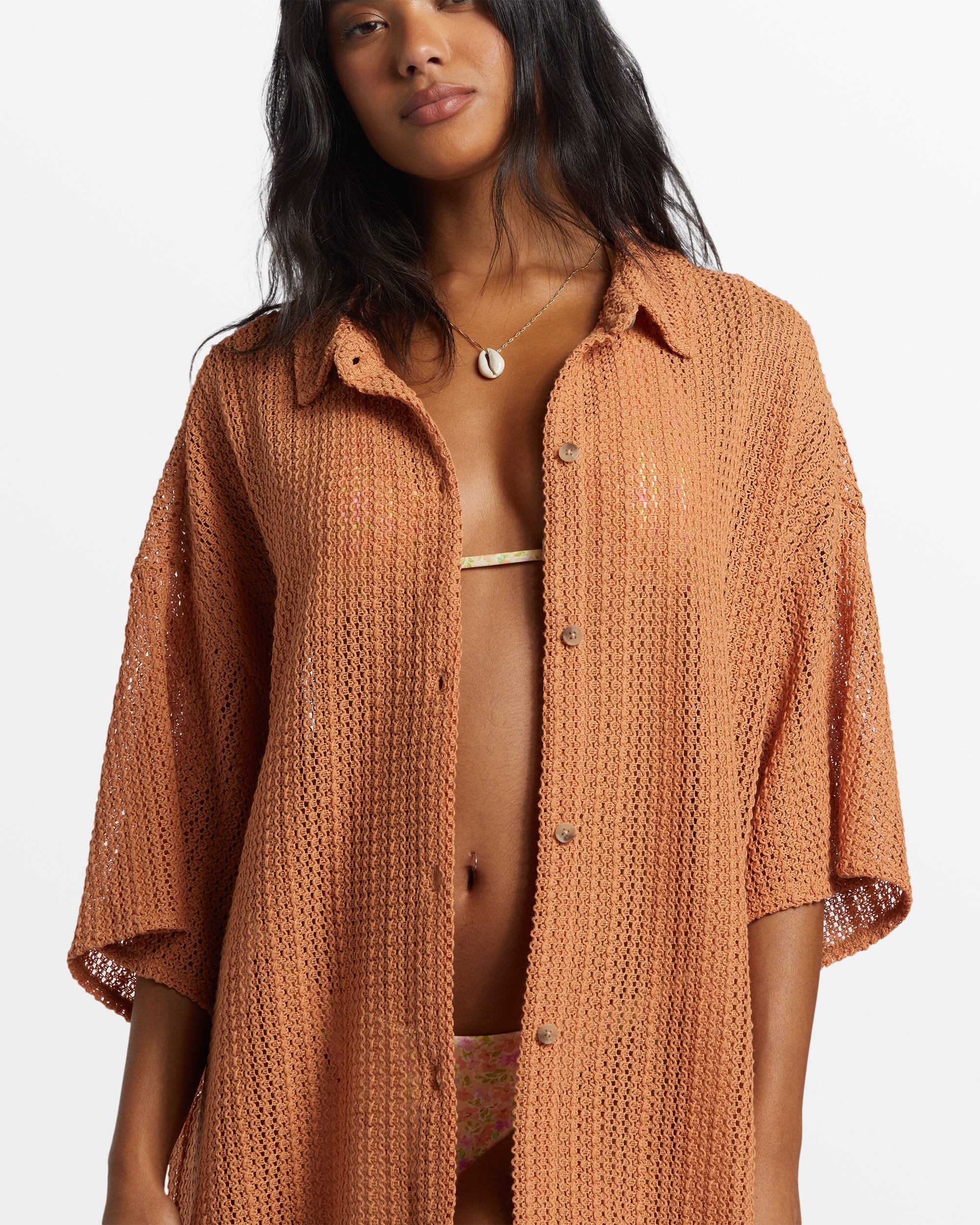 Billabong Largo Overshirt Cover Up - Toffee -Biliabong Outlet