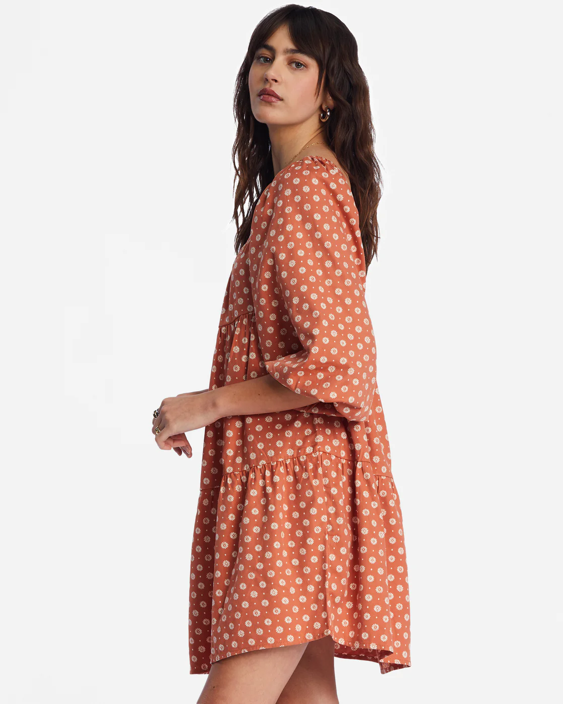 Billabong Love Crush Babydoll Dress - Brick -Biliabong Outlet