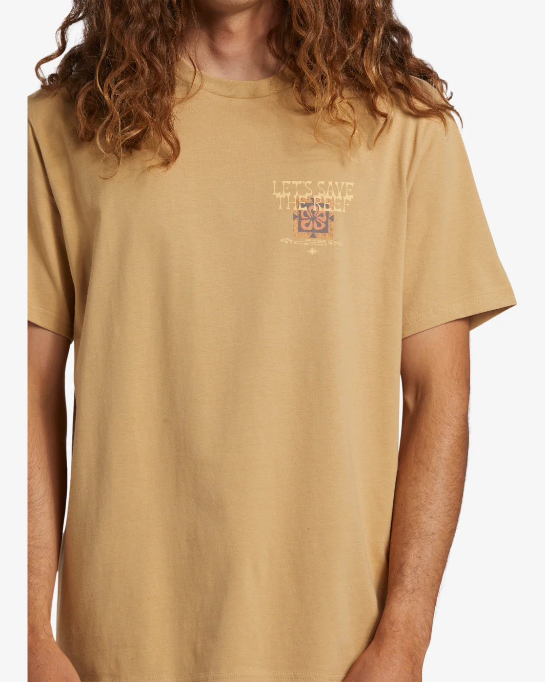 Billabong Coral Gardeners Tiki Reef Short Sleeve T-Shirt - Dusty Gold -Biliabong Outlet