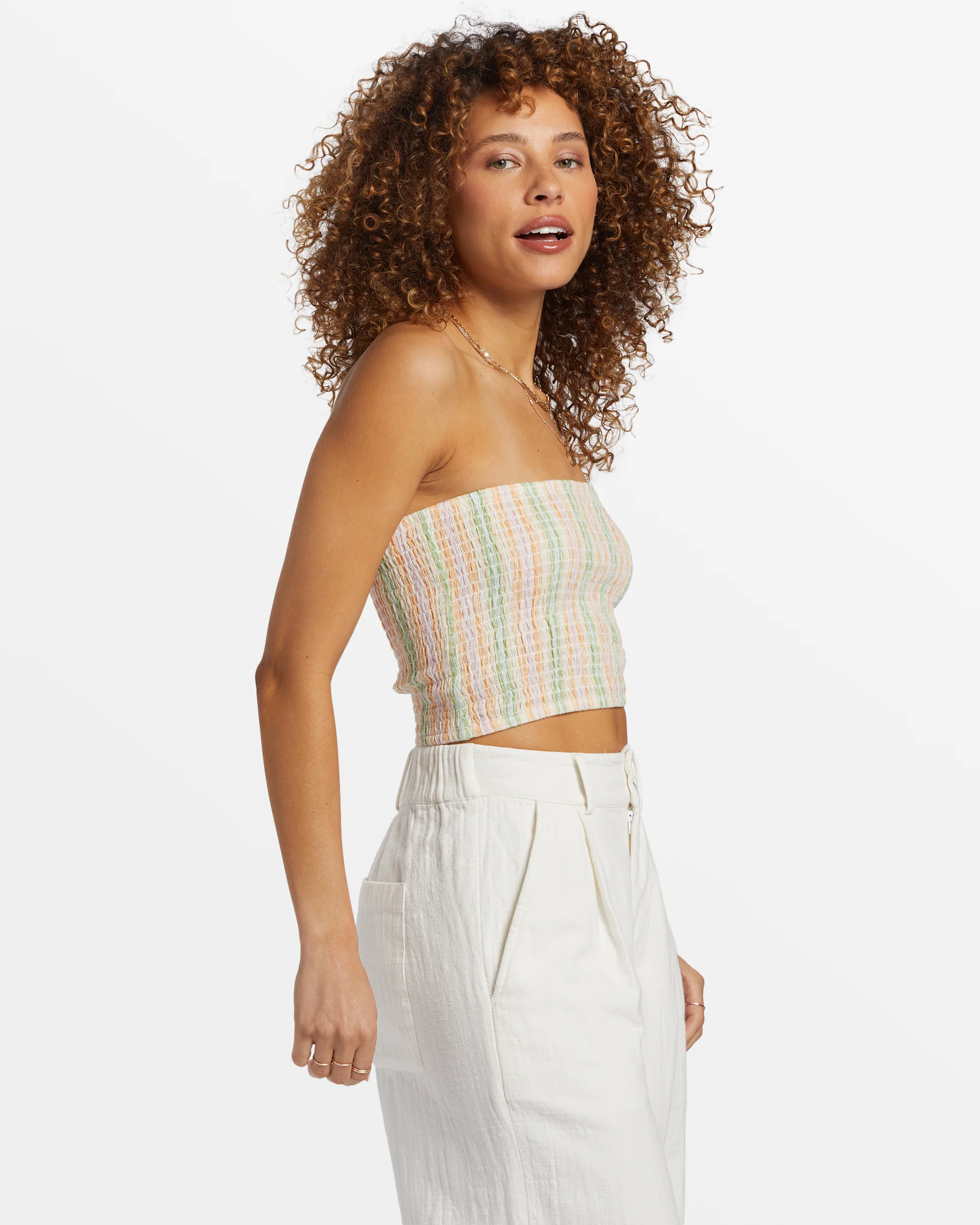 Billabong Keep It Simple Smocked Crop Top - Sweet Pink -Biliabong Outlet