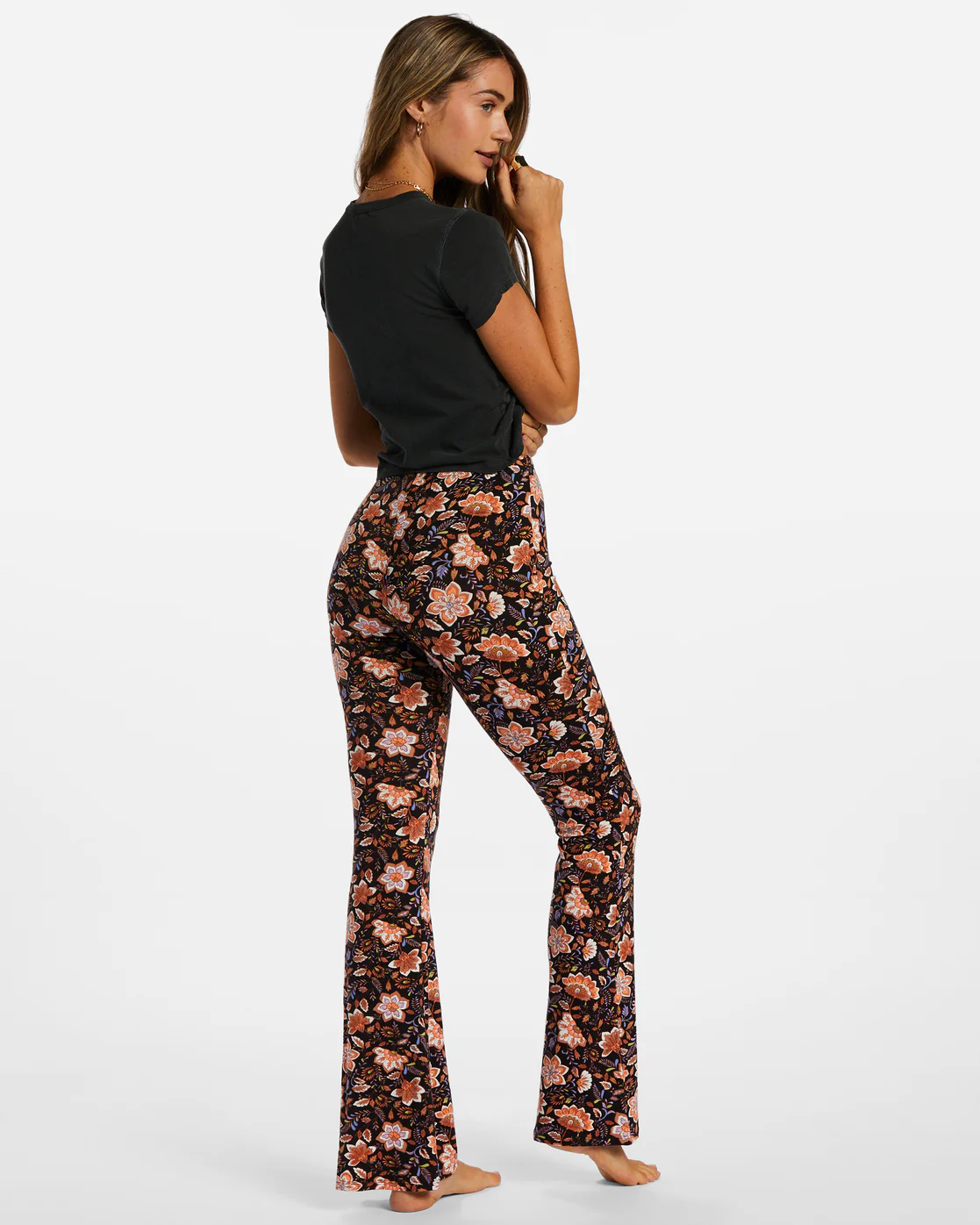 Billabong Sundown High-Waisted Flared Pants - Black Pebble -Biliabong Outlet