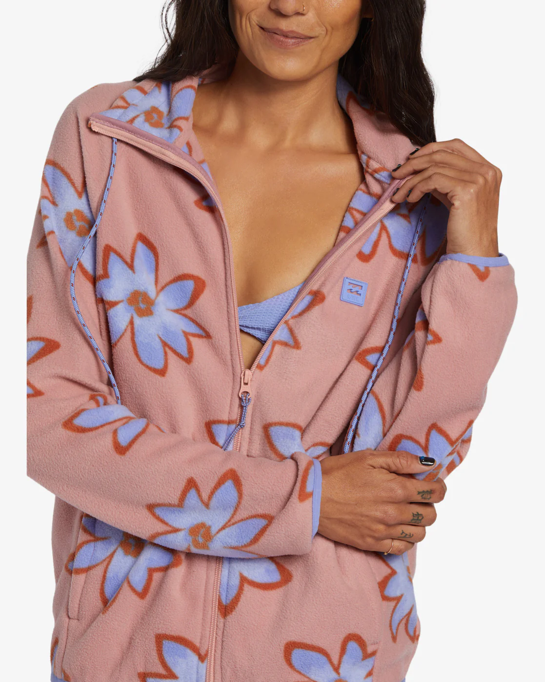 Billabong Boundary Zip-Up Sweatshirt - Dawn Pink -Biliabong Outlet