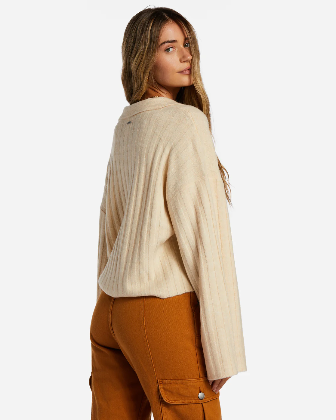 Billabong Flip Out Cropped Sweater - White Cap 1 -Biliabong Outlet