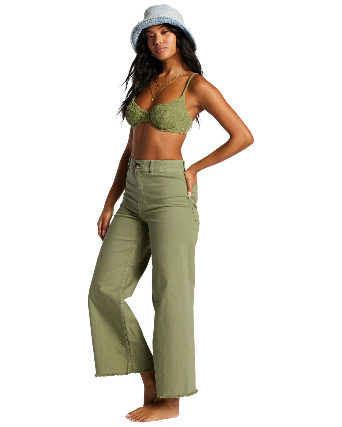 Billabong Free Fall High-Waist Pants - Green Eyes -Biliabong Outlet