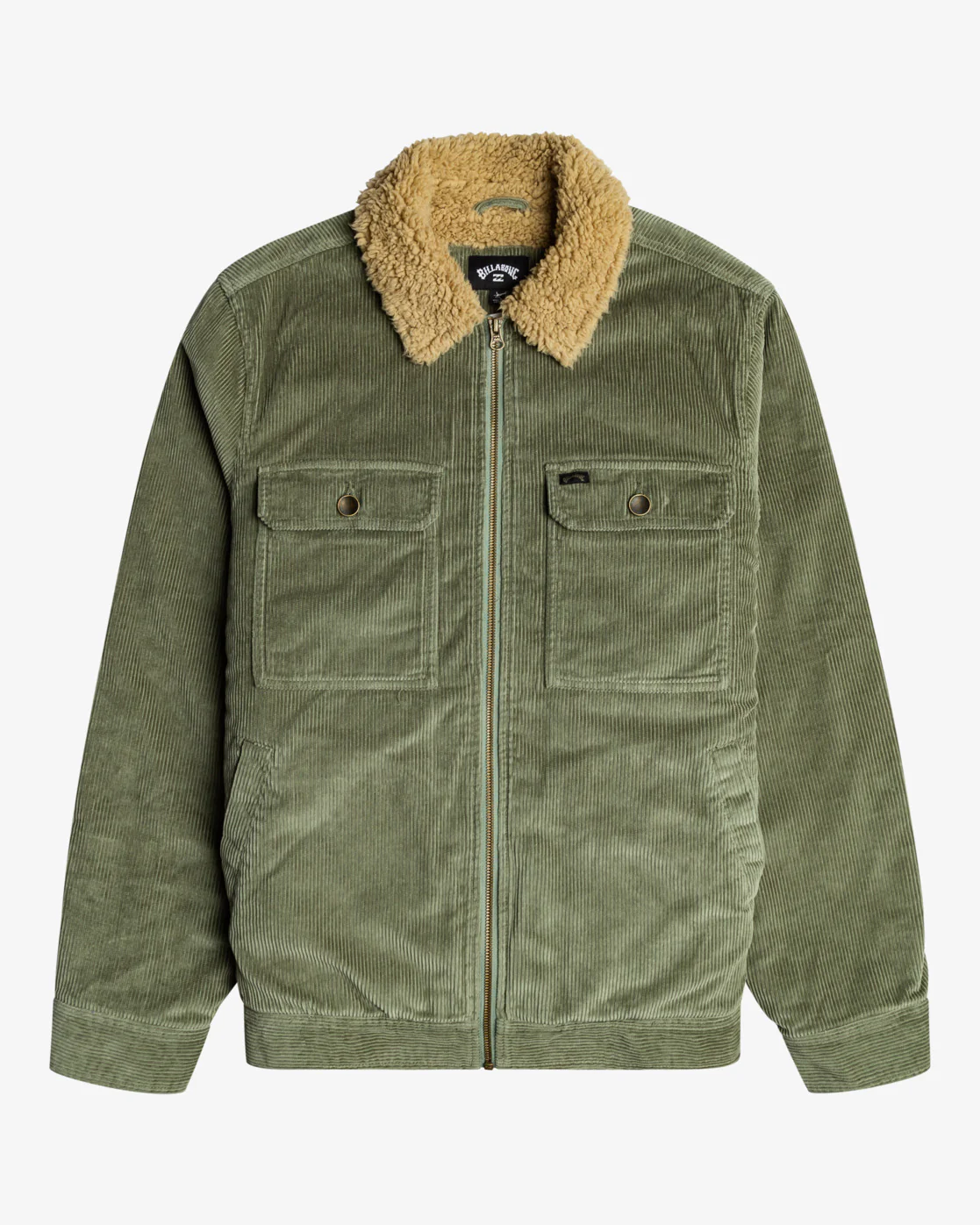 Billabong Barlow Cord Sherpa Lined Jacket - Sage -Biliabong Outlet