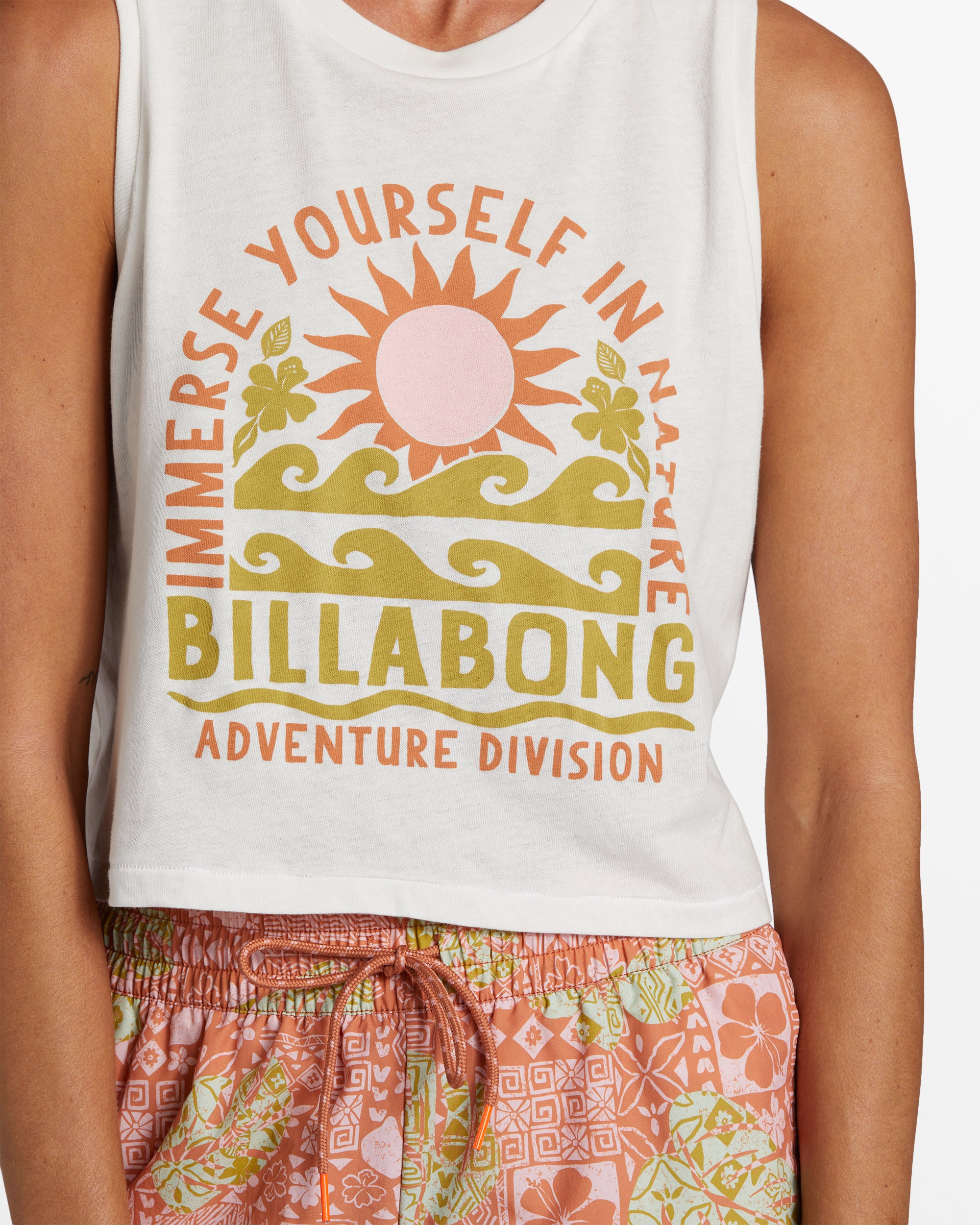 Billabong A/Div Cropped Muscle Tank Top - Salt Crystal -Biliabong Outlet