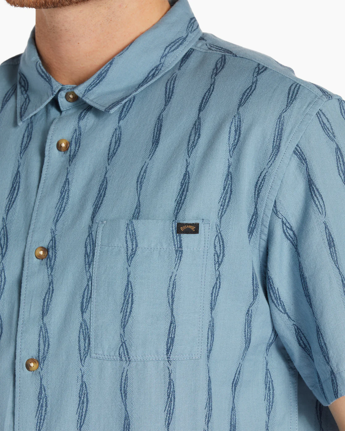 Billabong Sundays Jacquard Short Sleeve Shirt - Washed Blue -Biliabong Outlet
