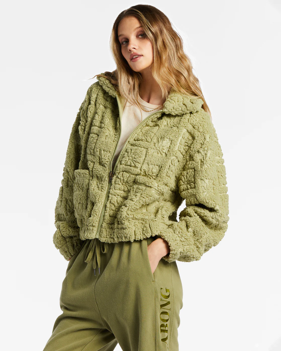 Billabong Cozy All Day Crew Neck Sweatshirt - Avocado -Biliabong Outlet