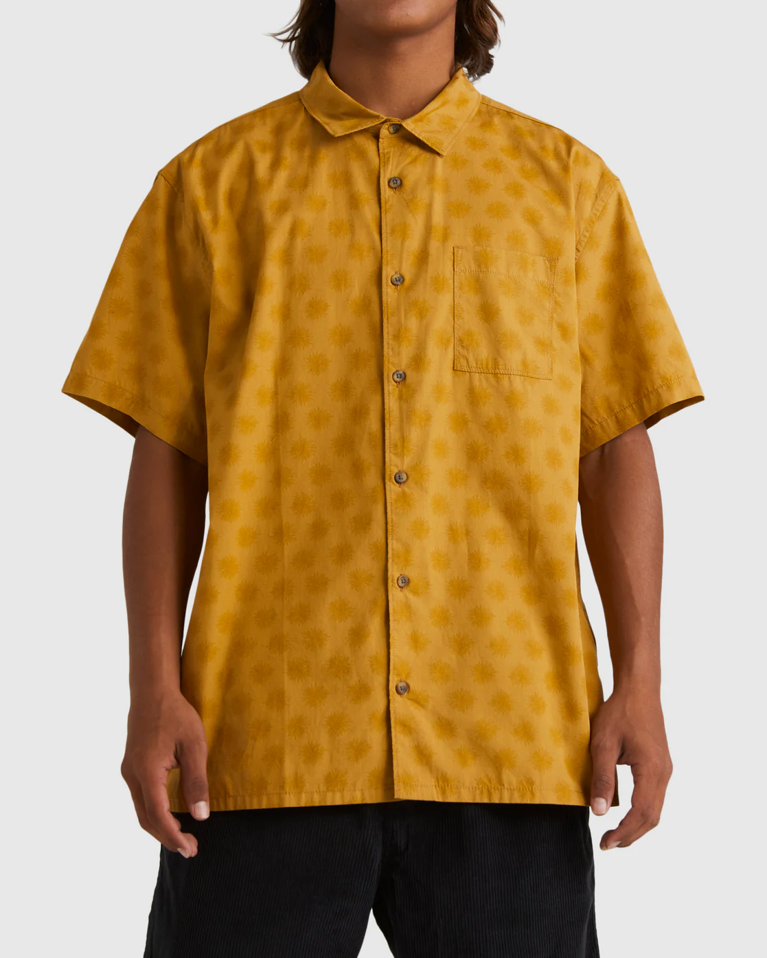 Billabong King Stringray Flowers Short Sleeve Woven Shirt - Mustard -Biliabong Outlet