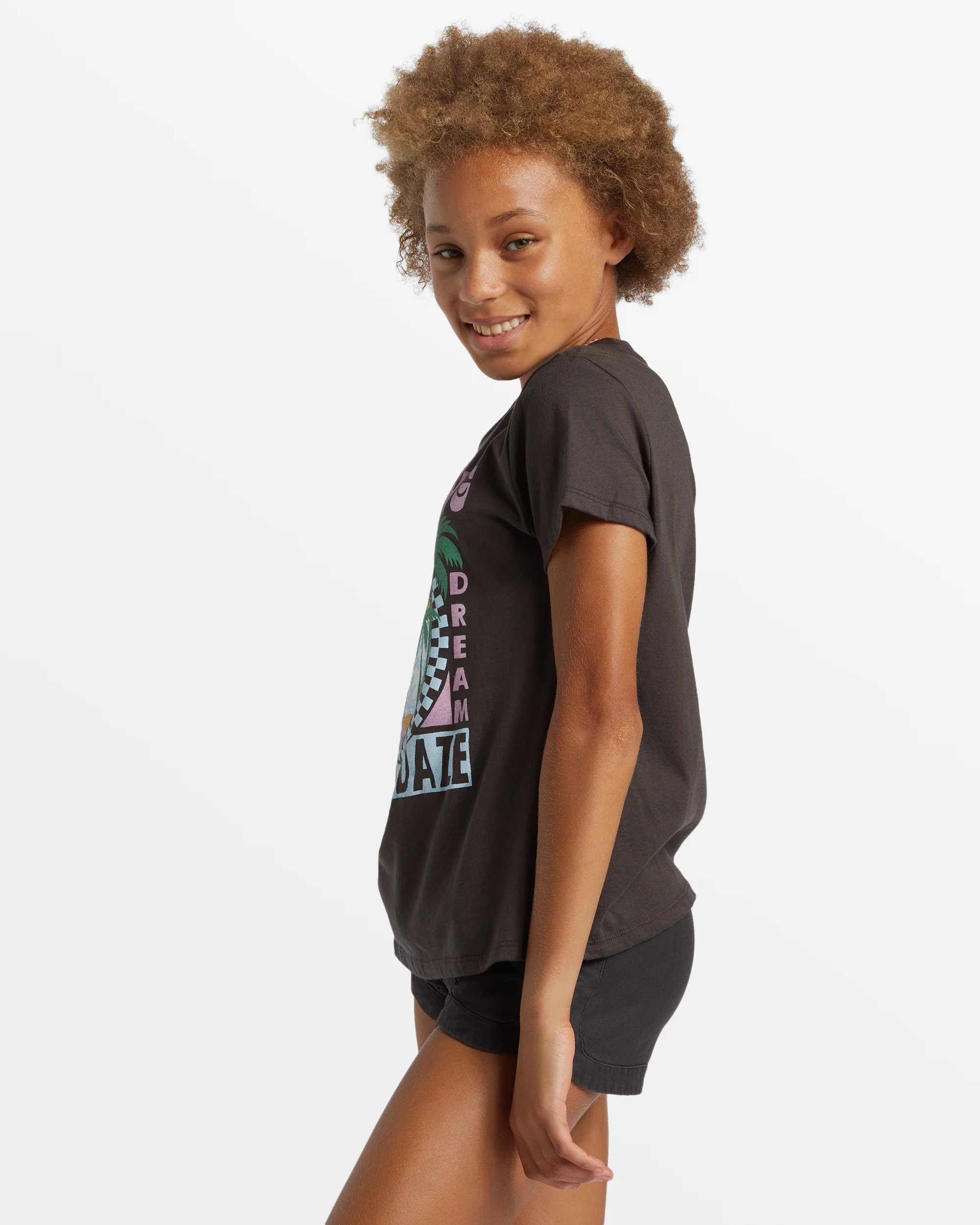 Billabong Girl's Sun Daze T-Shirt - Off Black -Biliabong Outlet