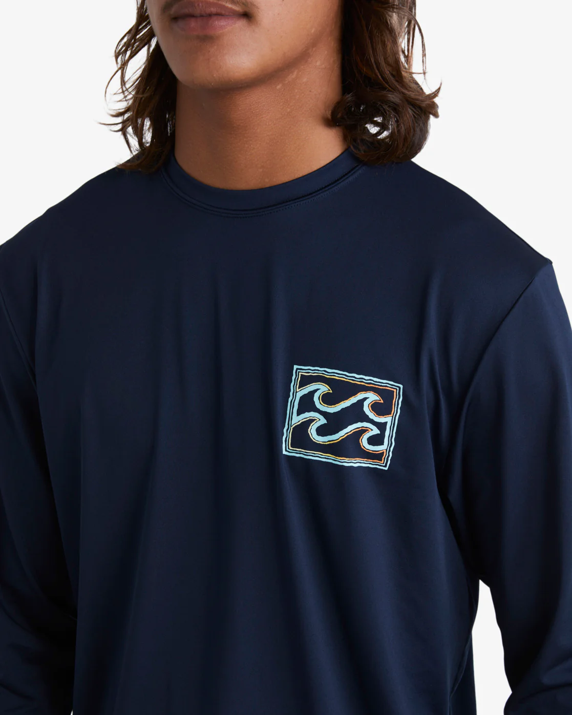Billabong Crayon Wave Loose Fit Long Sleeve Surf Tee - Navy -Biliabong Outlet
