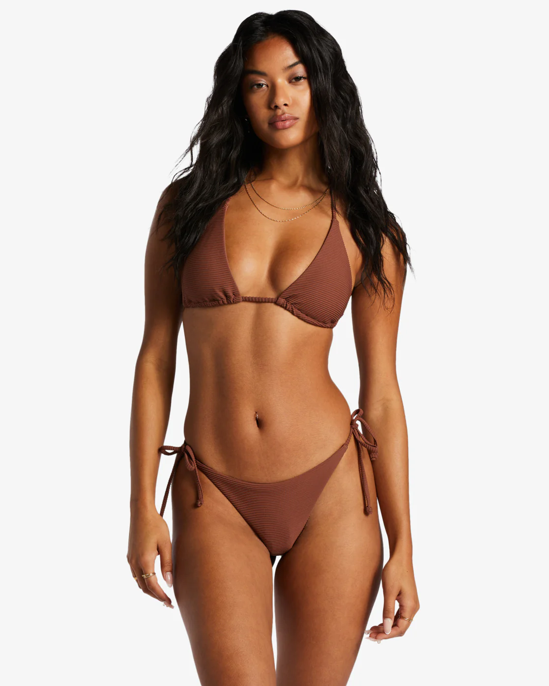 Billabong Tanlines Tie Side Tanga Bikini Bottoms - Mocha -Biliabong Outlet