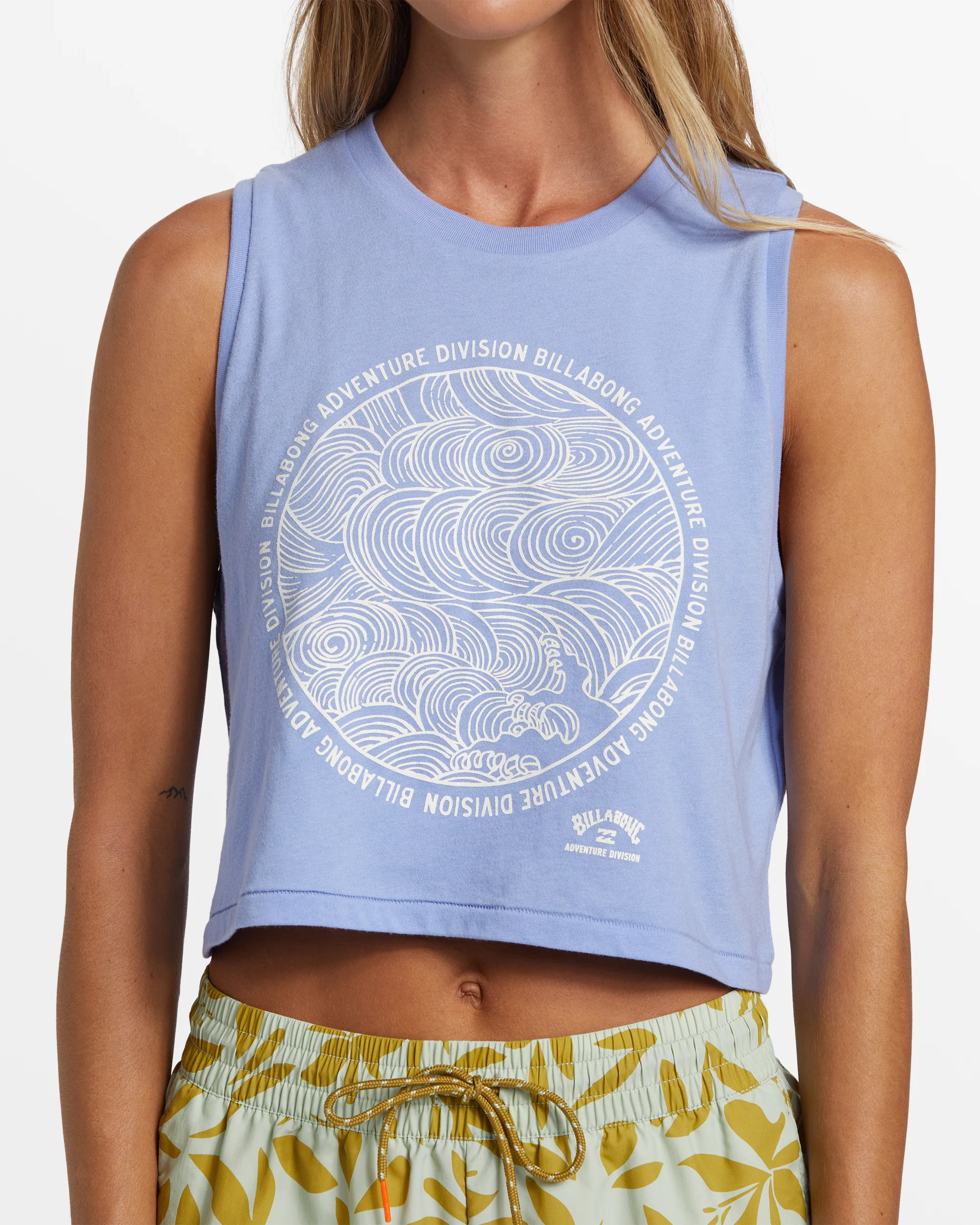 Billabong A/Div Cropped Muscle Tank Top - Cosmic Blue -Biliabong Outlet