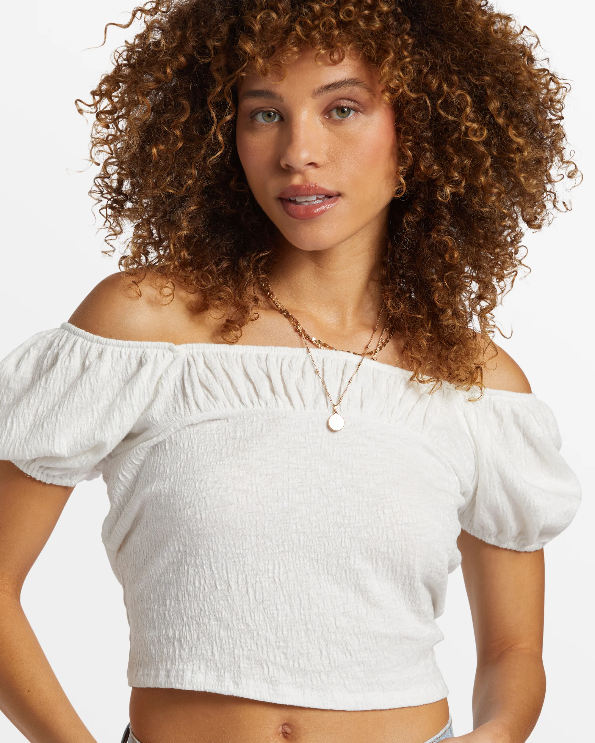 Billabong Flirt On Fitted Crop Top - Salt Crystal -Biliabong Outlet
