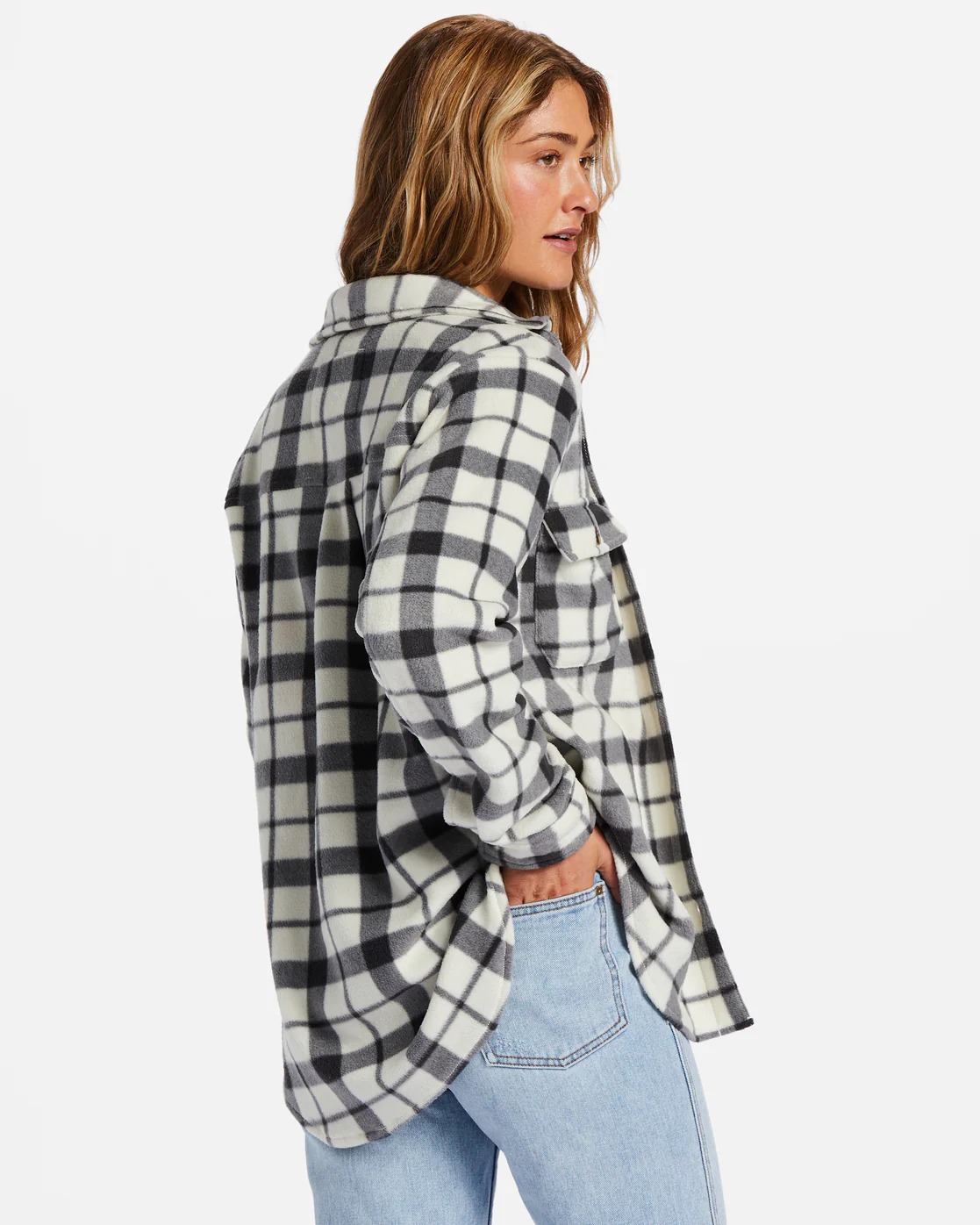 Billabong A/Div Forge Fleece Flannel Shacket - White Black 2 -Biliabong Outlet