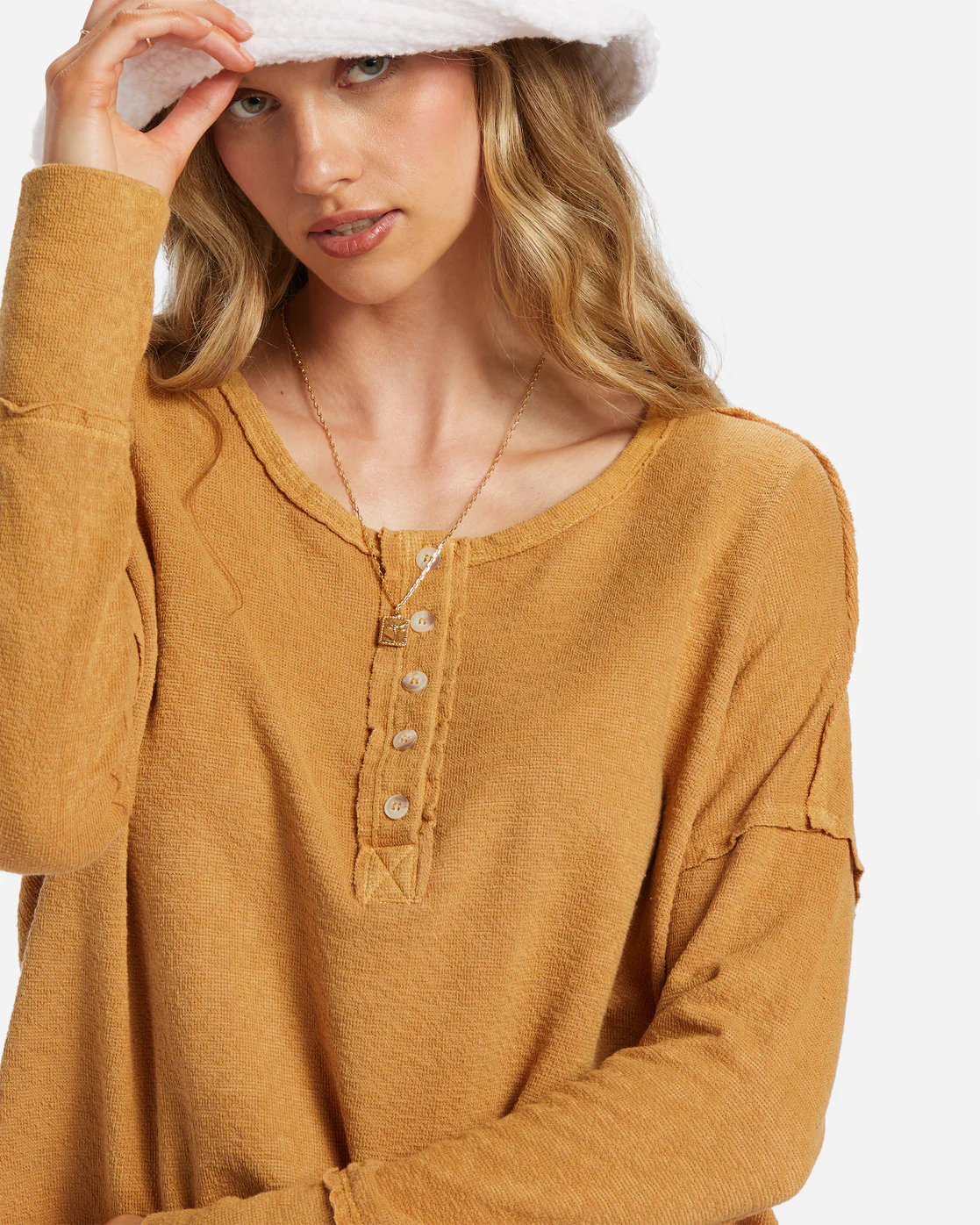 Billabong New Anyday Henley Top - Cosmic Khaki -Biliabong Outlet