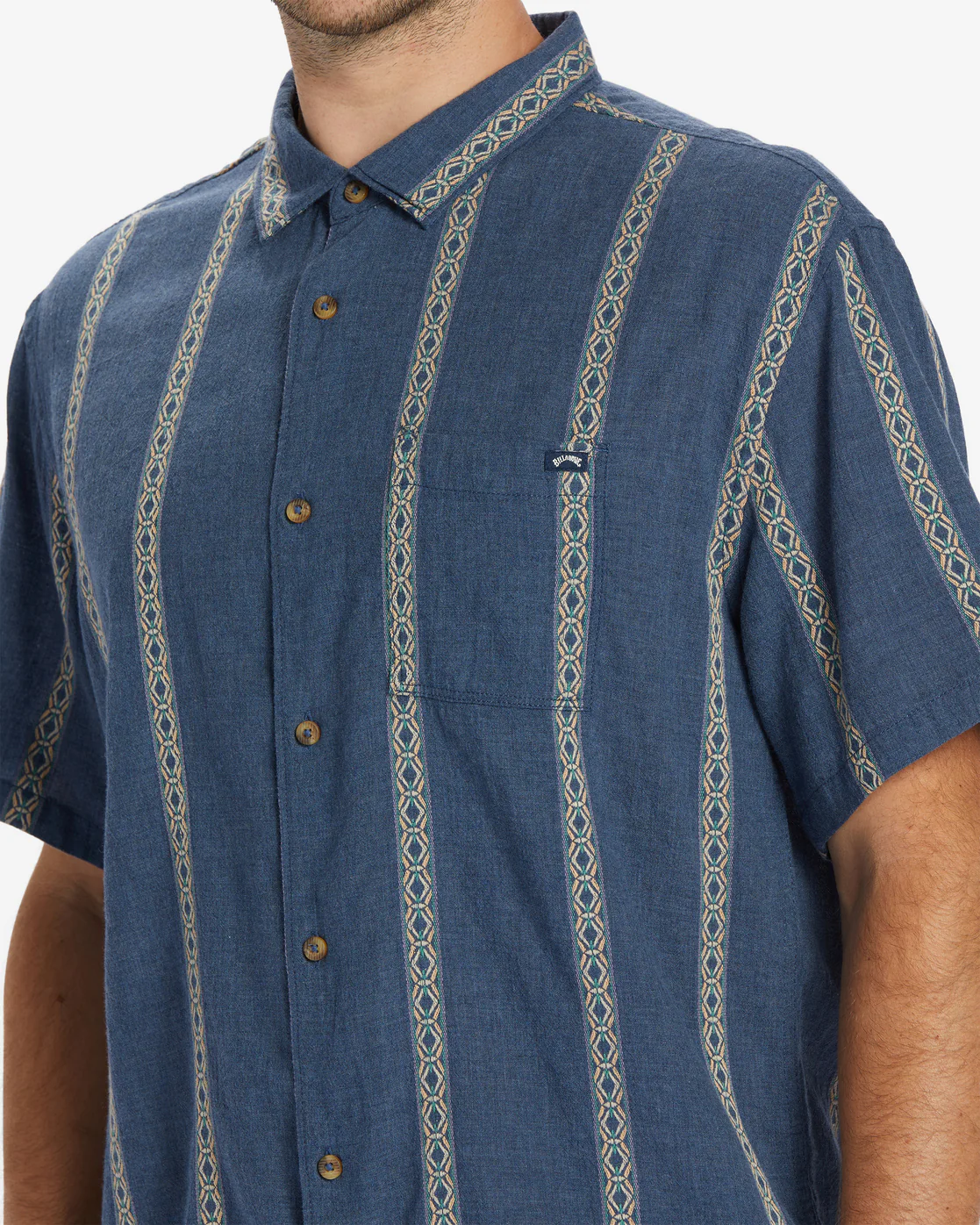 Billabong Sundays Jacquard Short Sleeve Shirt - Navy -Biliabong Outlet
