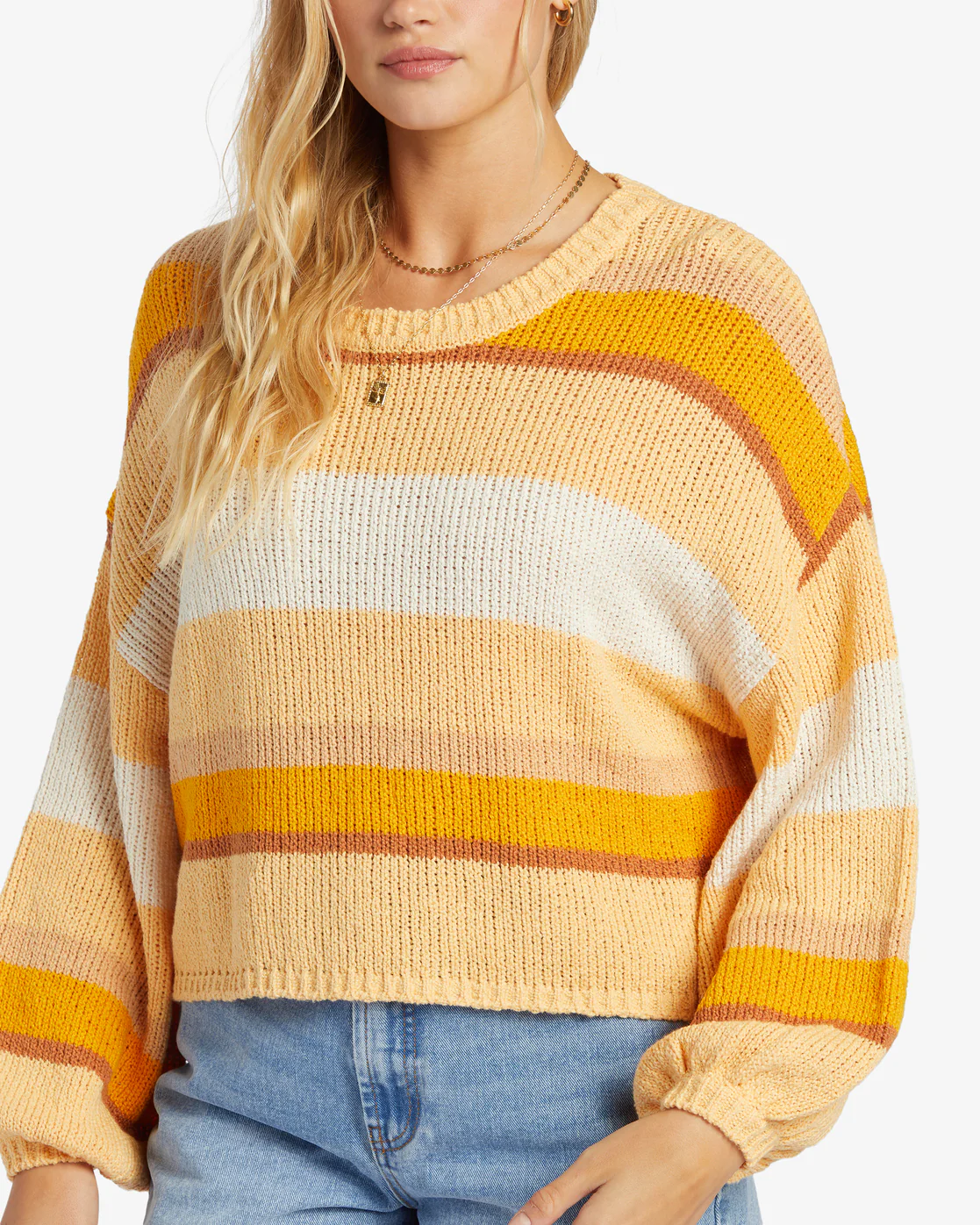 Billabong Sol Time Crew Neck Sweater - Citrus Glow -Biliabong Outlet