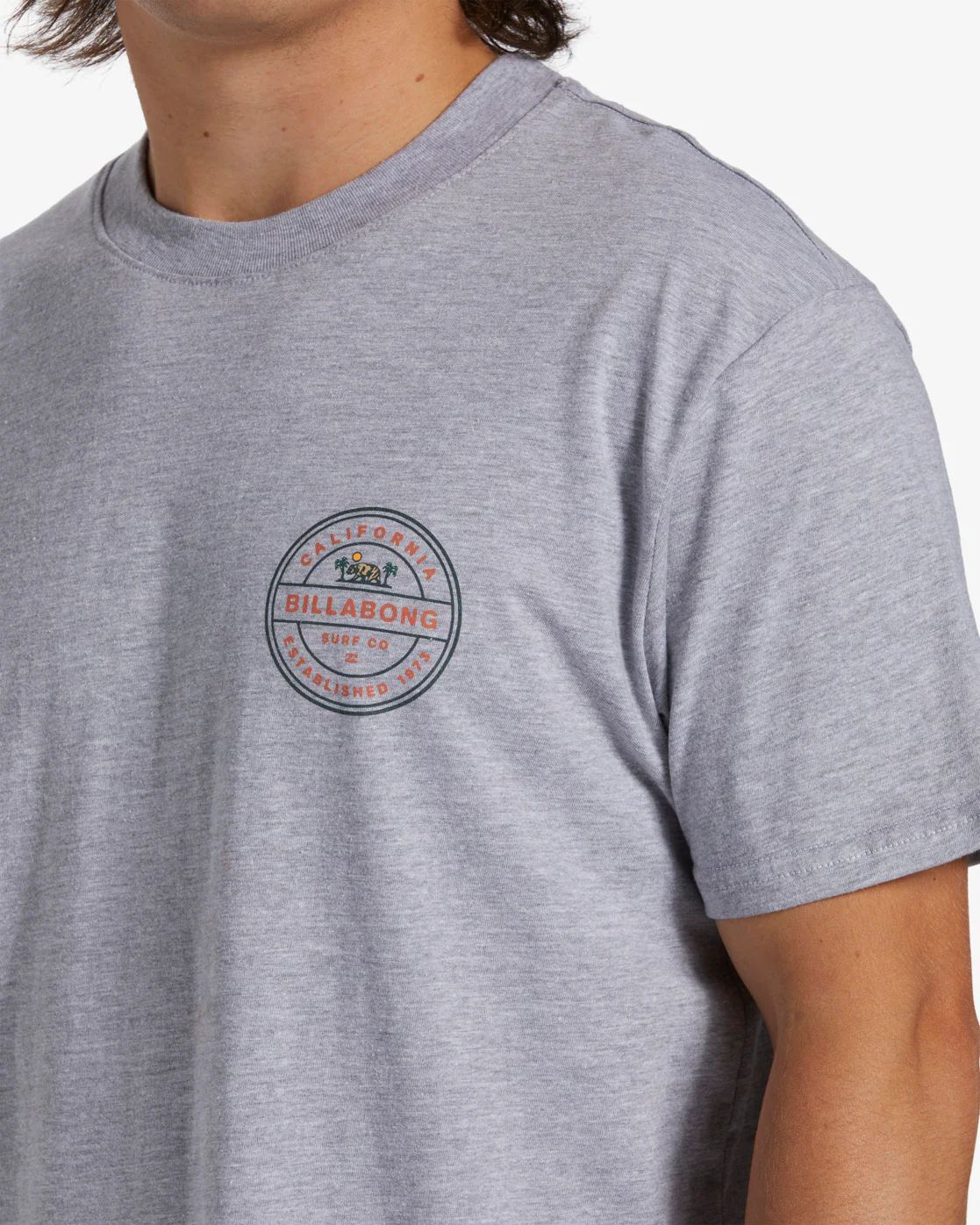 Billabong Rotor California Short Sleeve T-Shirt - Grey Heather -Biliabong Outlet