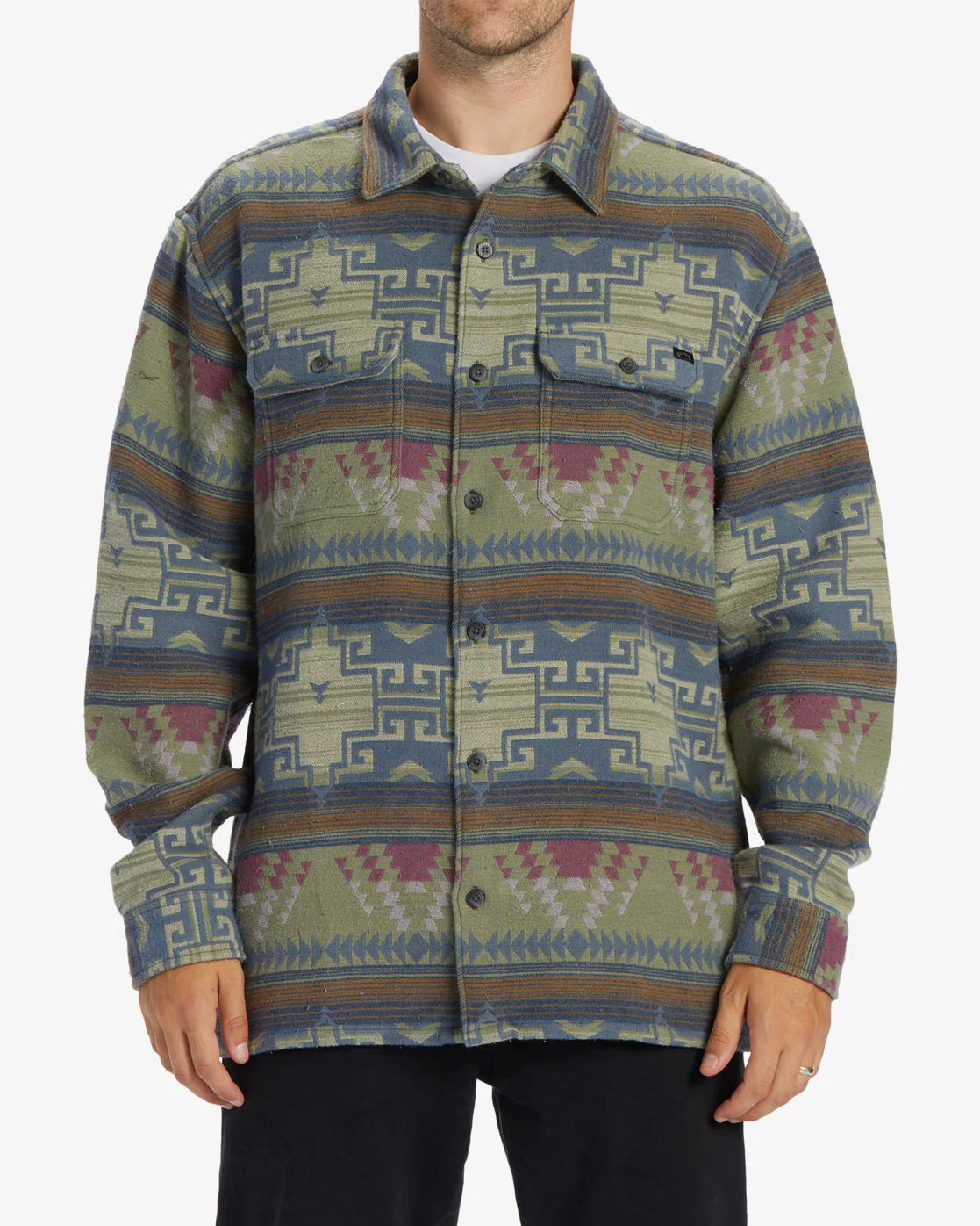 Billabong Offshore Jacquard Flannel Long Sleeve Shirt - Sage -Biliabong Outlet