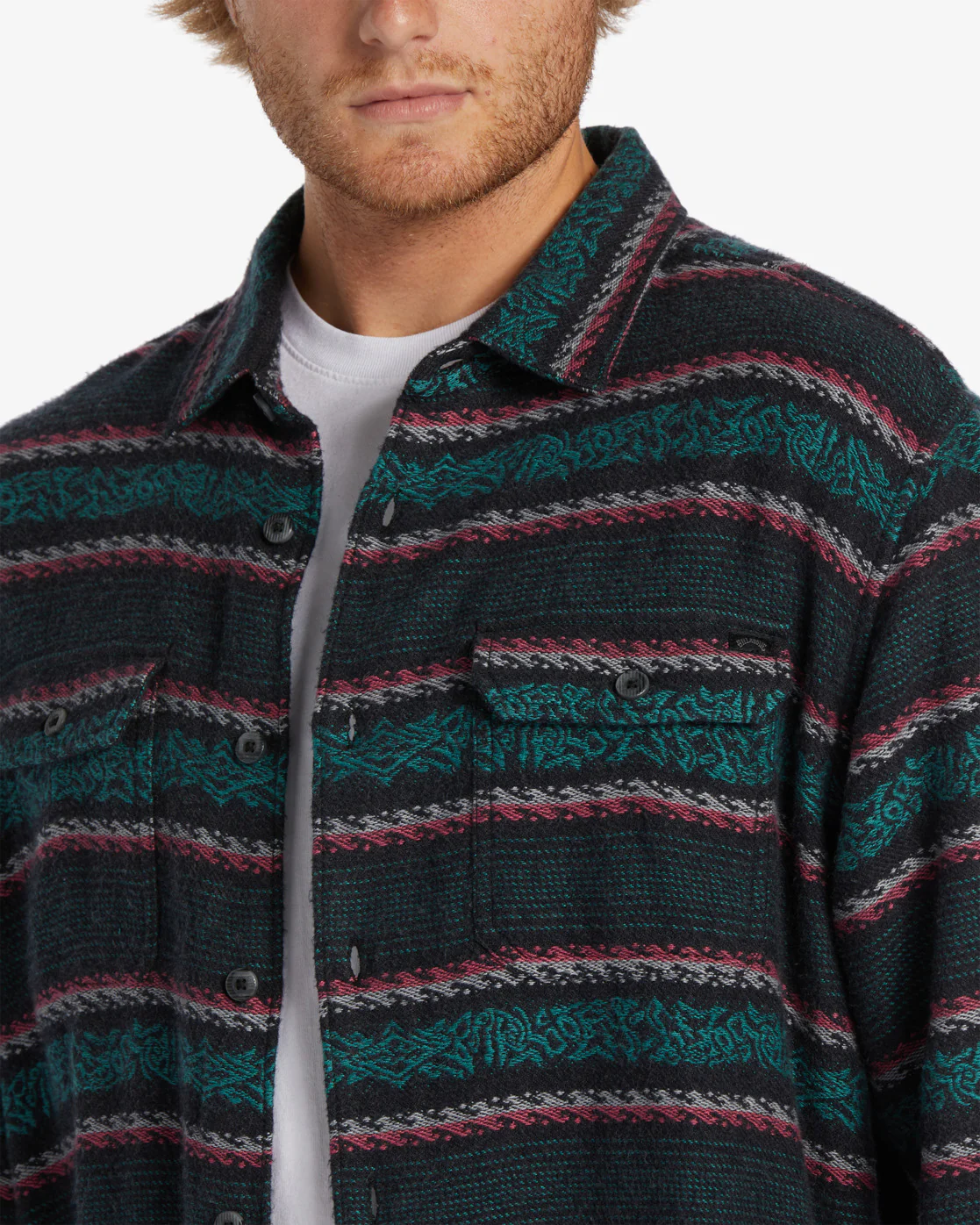 Billabong Offshore Jacquard Flannel Long Sleeve Shirt - Phantom -Biliabong Outlet
