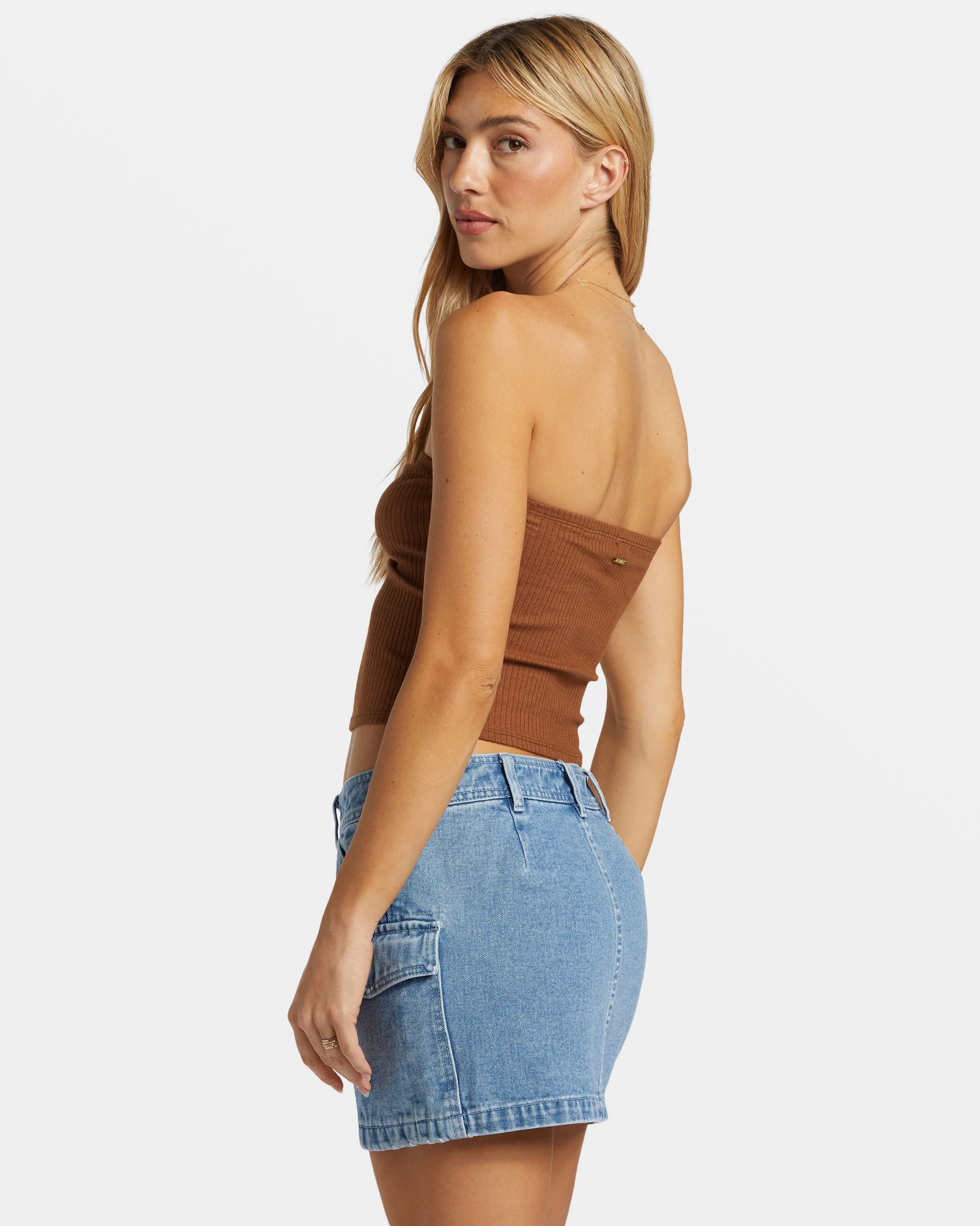 Billabong Lennox Tube Fitted Bandeau Top - Toasted Coconut -Biliabong Outlet