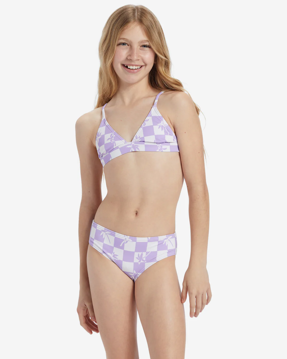 Billabong Girls Check Your Palm Banded Tri Set Bikini Set - Peaceful Lilac -Biliabong Outlet