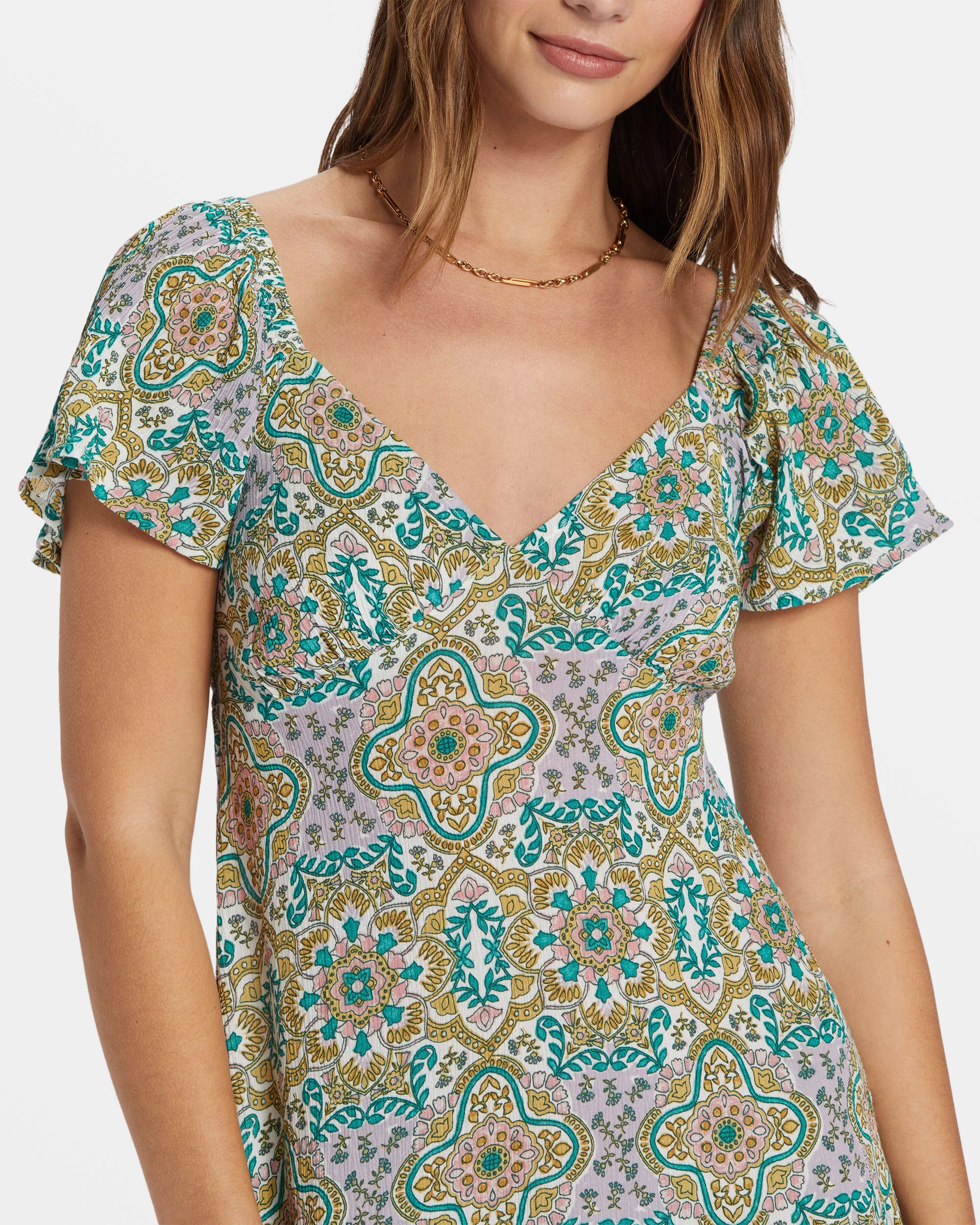 Billabong Summerside Tiered Midi Dress - Salt Crystal -Biliabong Outlet