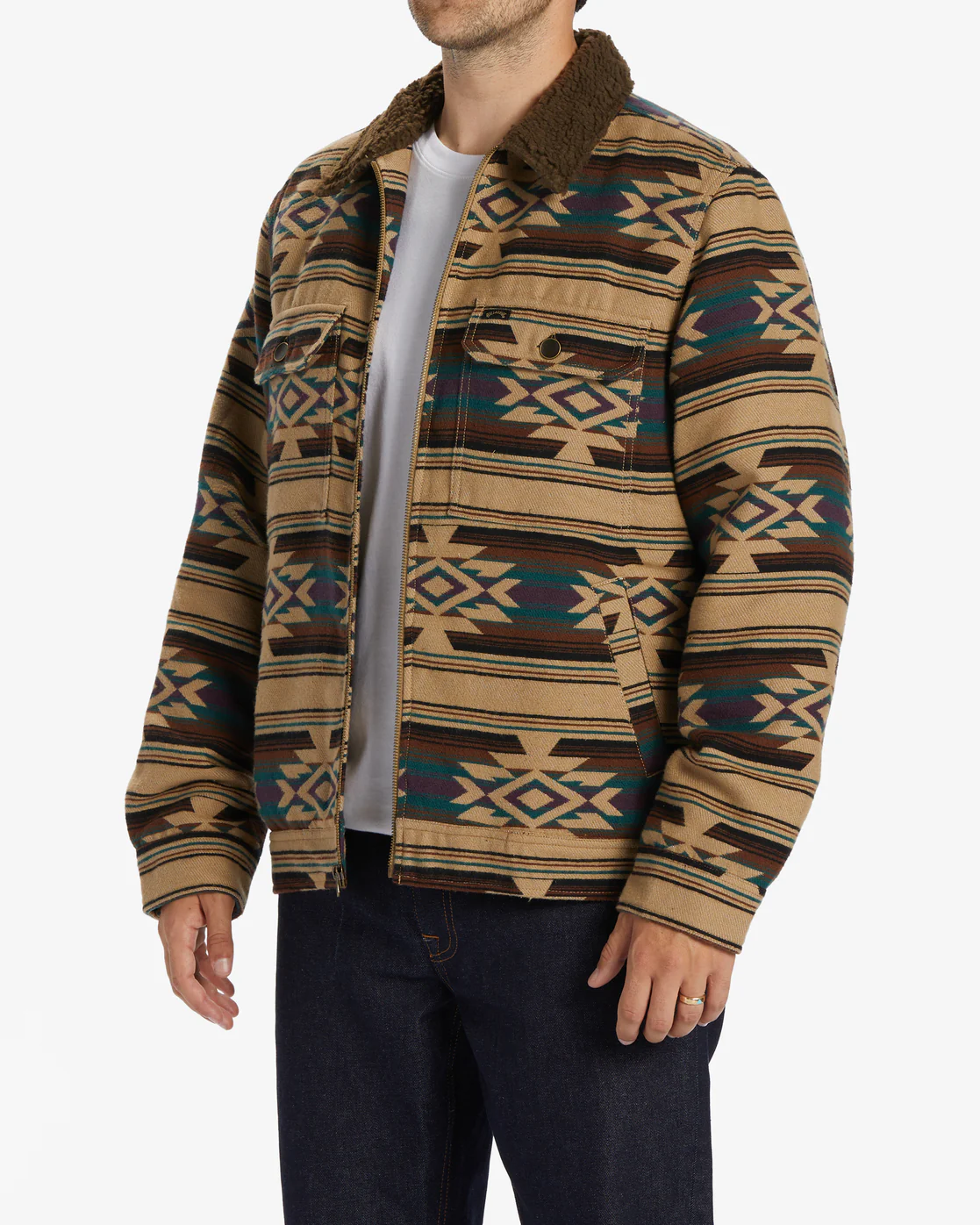 Billabong Barlow Sherpa Lined Jacket - Gravel -Biliabong Outlet